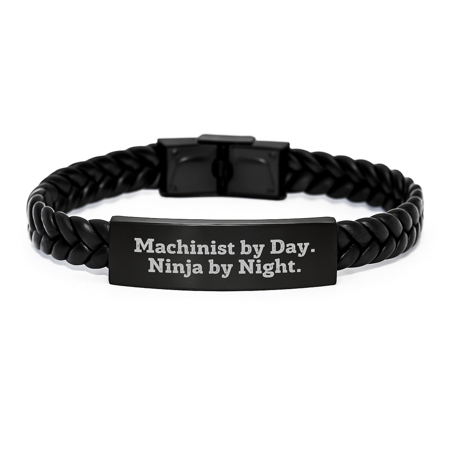 Machinist Gifts from Friends, Funny Quote Interlaced Leather Bracelet for Birthday, Gifts for Machinist, Men, or Women - Image 1