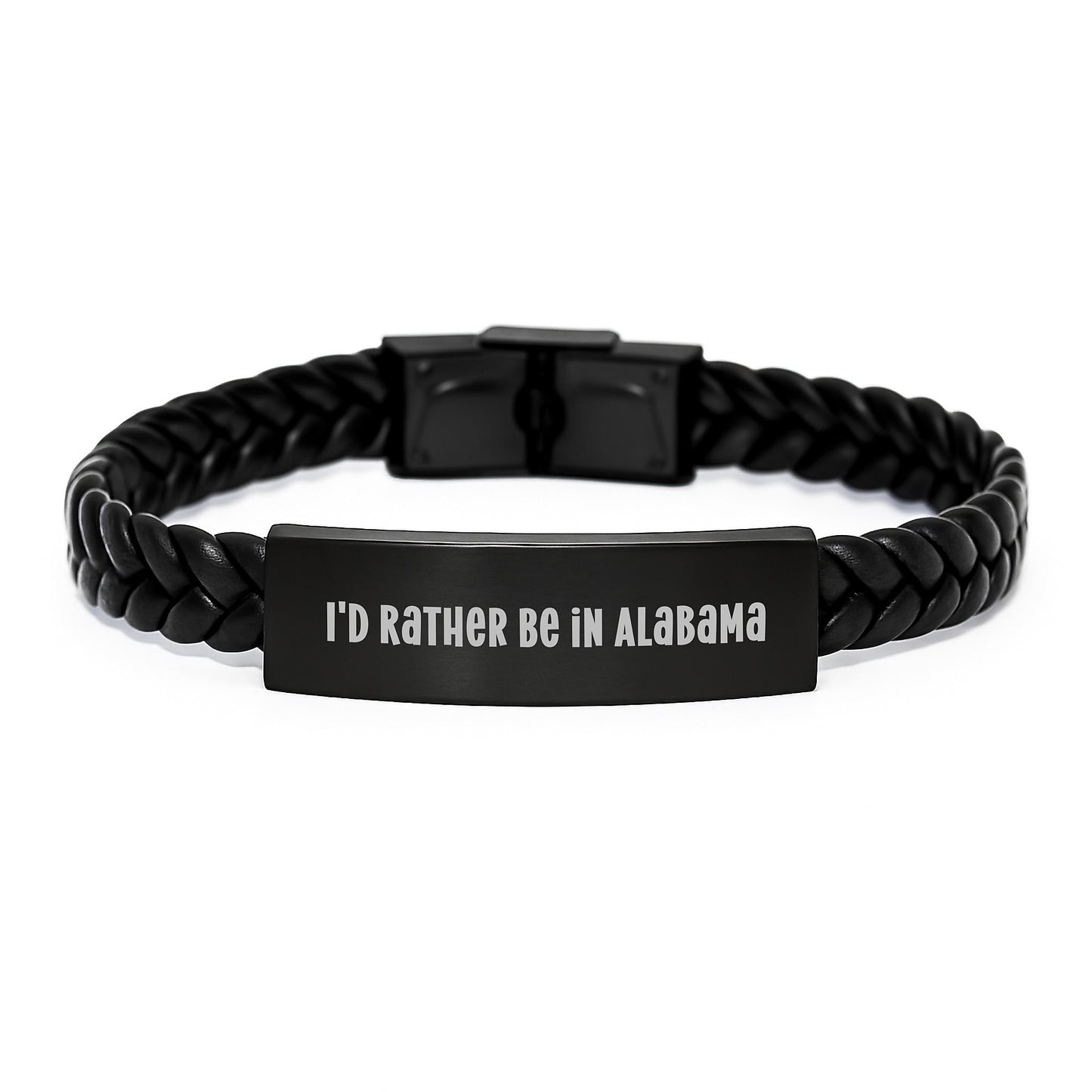 Funny Alabama Gifts from Friends, Alabama Interlaced Leather Bracelet with 'I'd Rather Be In Alabama', Unique Christmas Unique Gifts - Image 1