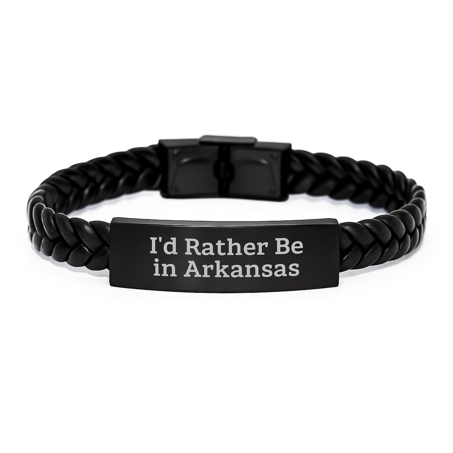 Arkansas Proud Interlaced Leather Bracelet, 'I'd Rather Be In Arkansas' Quote, Birthday Unique Gift for Men or Women from Friends, Family - Image 1