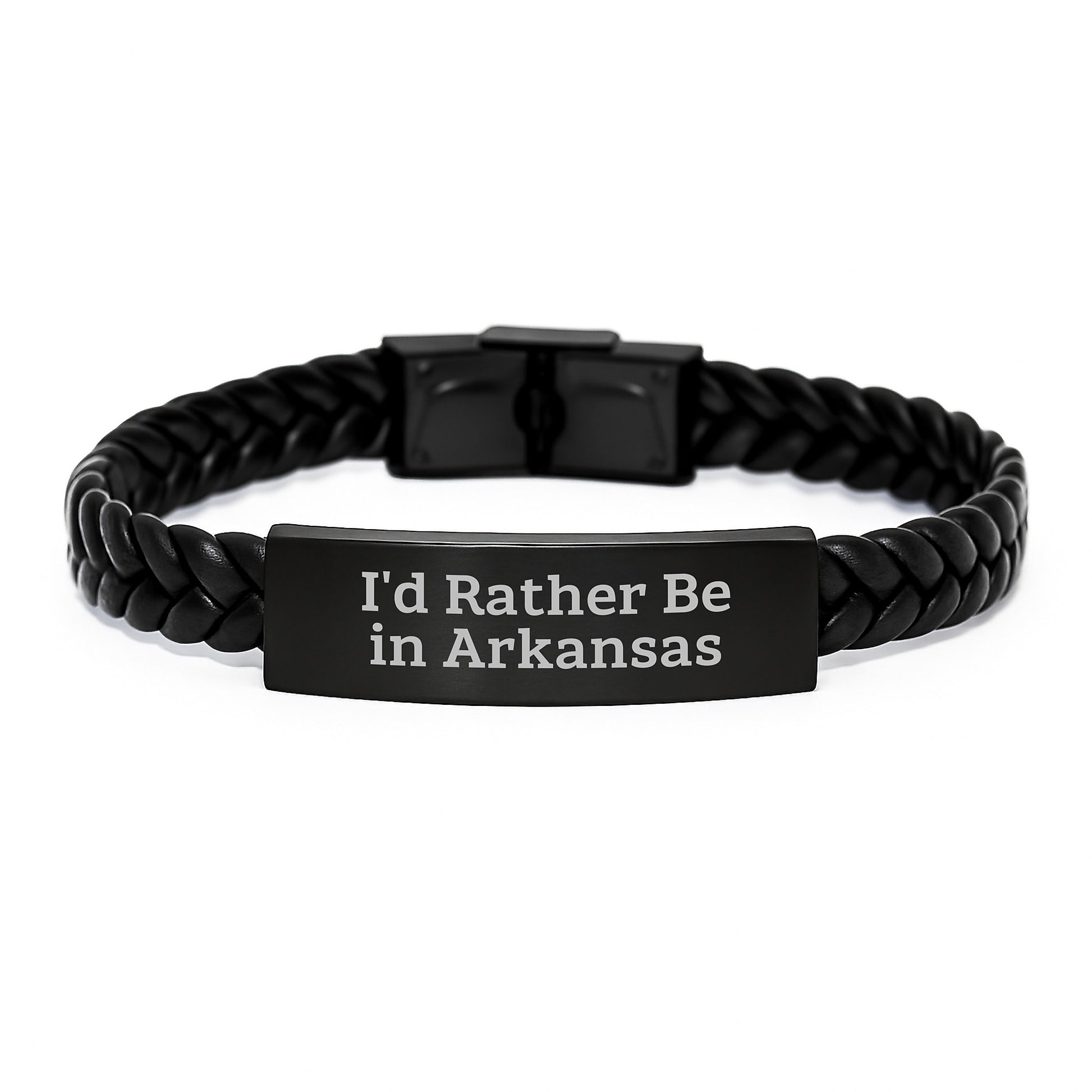 Arkansas Proud Interlaced Leather Bracelet, 'I'd Rather Be In Arkansas' Quote, Birthday Unique Gift for Men or Women from Friends, Family - Image 1
