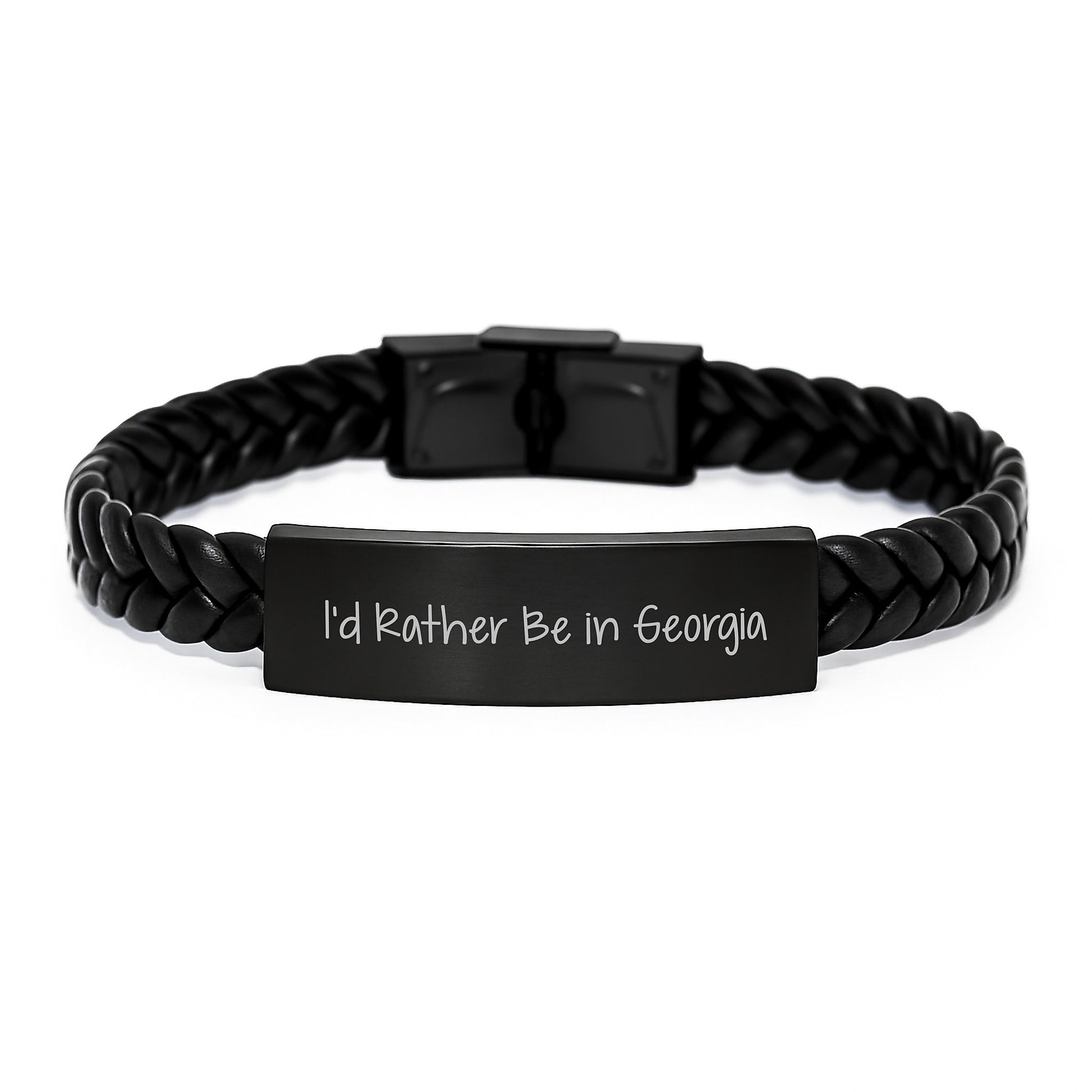 Georgia Lovers Unique Gifts from Friends for Birthday - 'I'd Rather Be In Georgia' Interlaced Leather Bracelet for Men and Women - Image 1