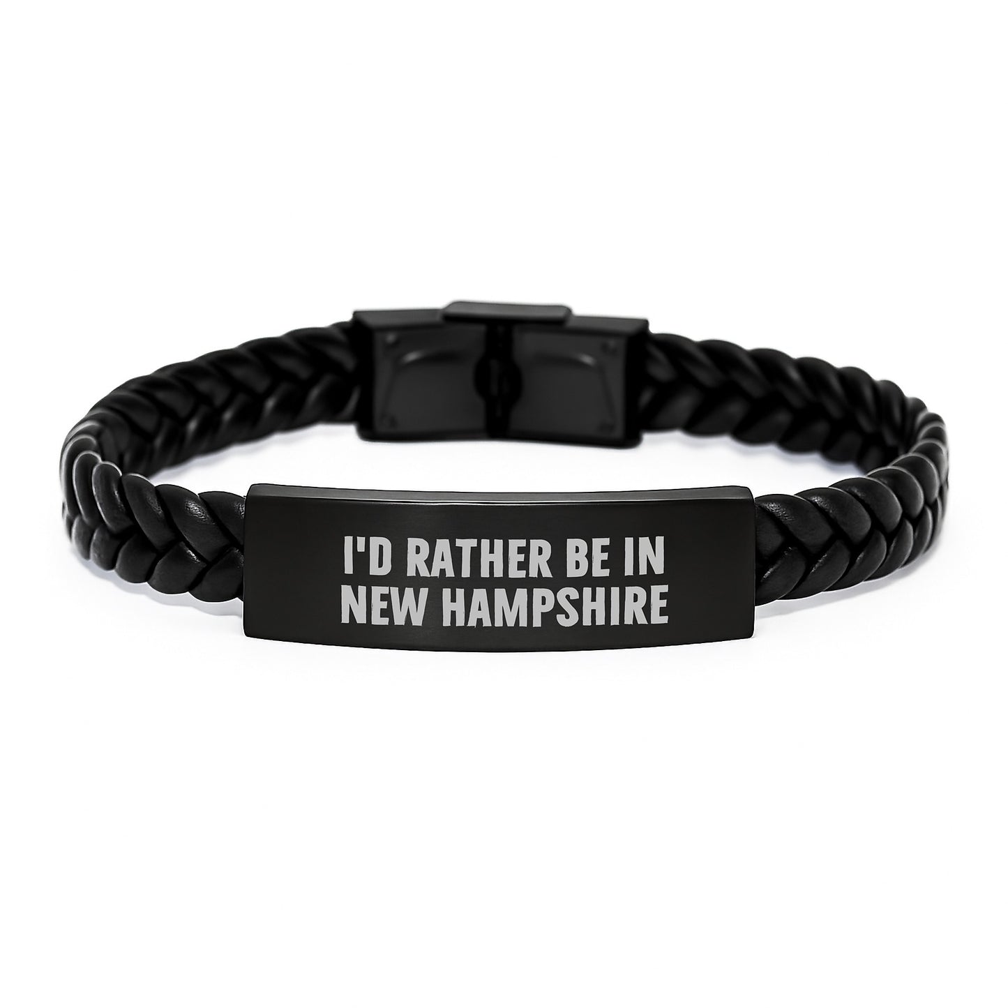 Funny I'd Rather Be In New Hampshire Interlaced Leather Birthday Unique Gifts for Men from New Hampshire Lovers, Gifts from Friends to Family - Image 1