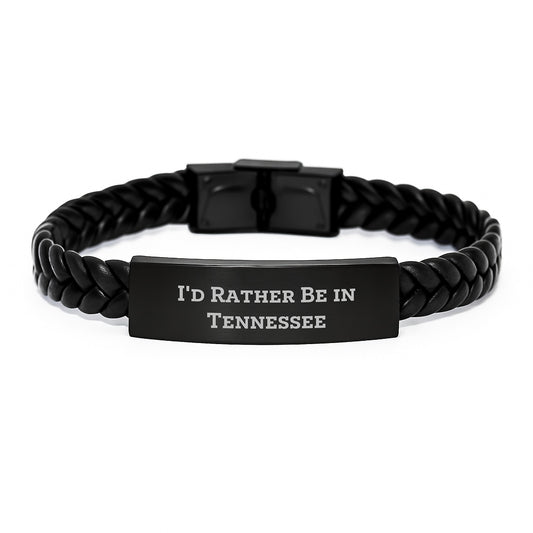 Tennessee Interlaced Leather Bracelet Gifts from Friends for Birthday, 'I'd Rather Be In Tennessee' Quote, Unique and Stylish - Image 1