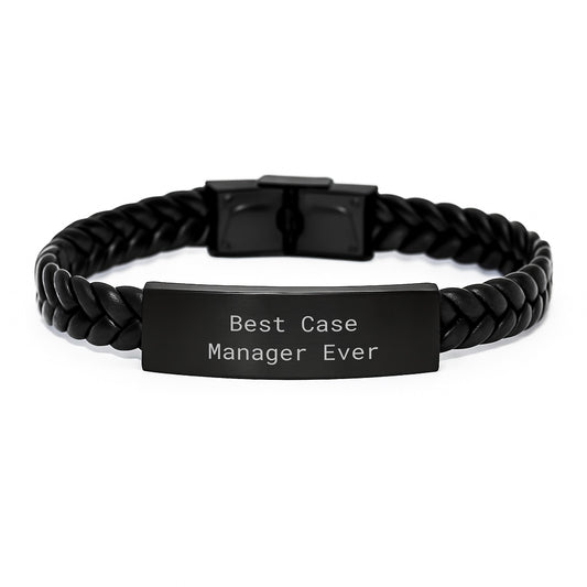 Funny Case Manager Gifts from Friends to Case Manager for Christmas Unique Interlaced Leather Bracelet Best Ever - Image 1