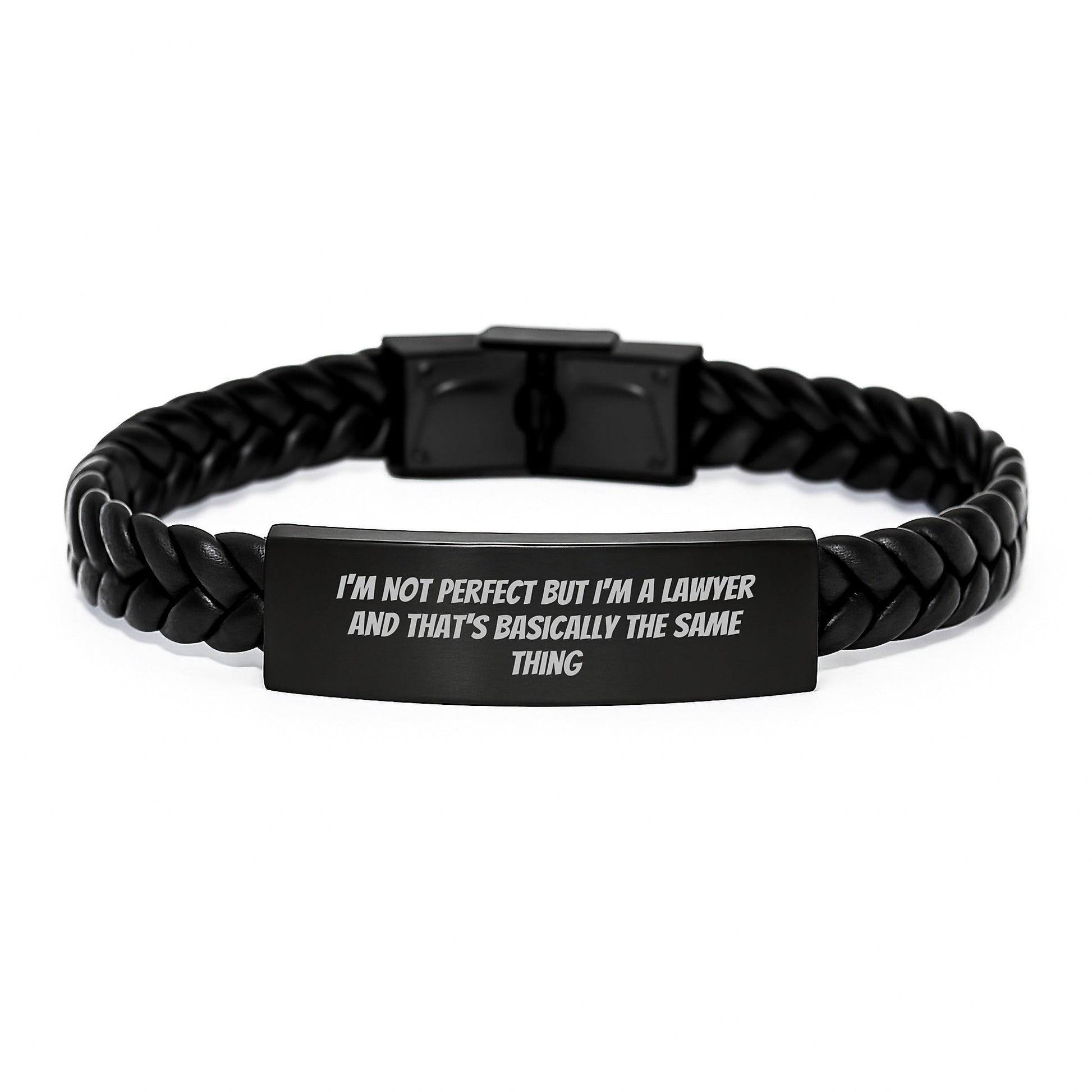 Funny Lawyer Gifts from Men - 'I'm Not Perfect' Interlaced Leather Bracelet for Lawyer Friends, Christmas Unique Lawyer Accessories - Image 1