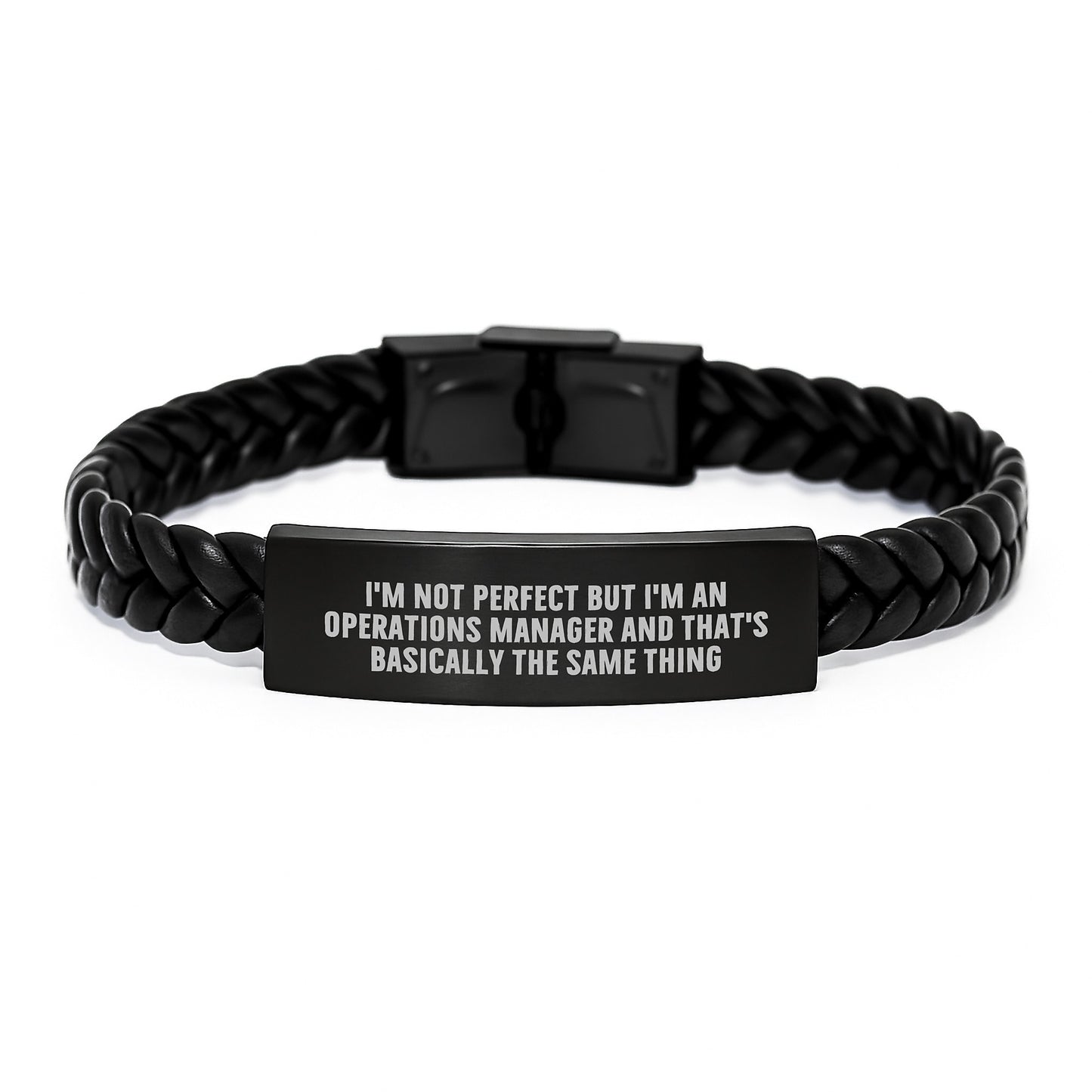 Funny Operations Manager Gifts for Him or Her, Interlaced Leather Bracelet with Stainless Steel Engraving, Birthday Unique Presents from Friends or Coworkers - Image 1
