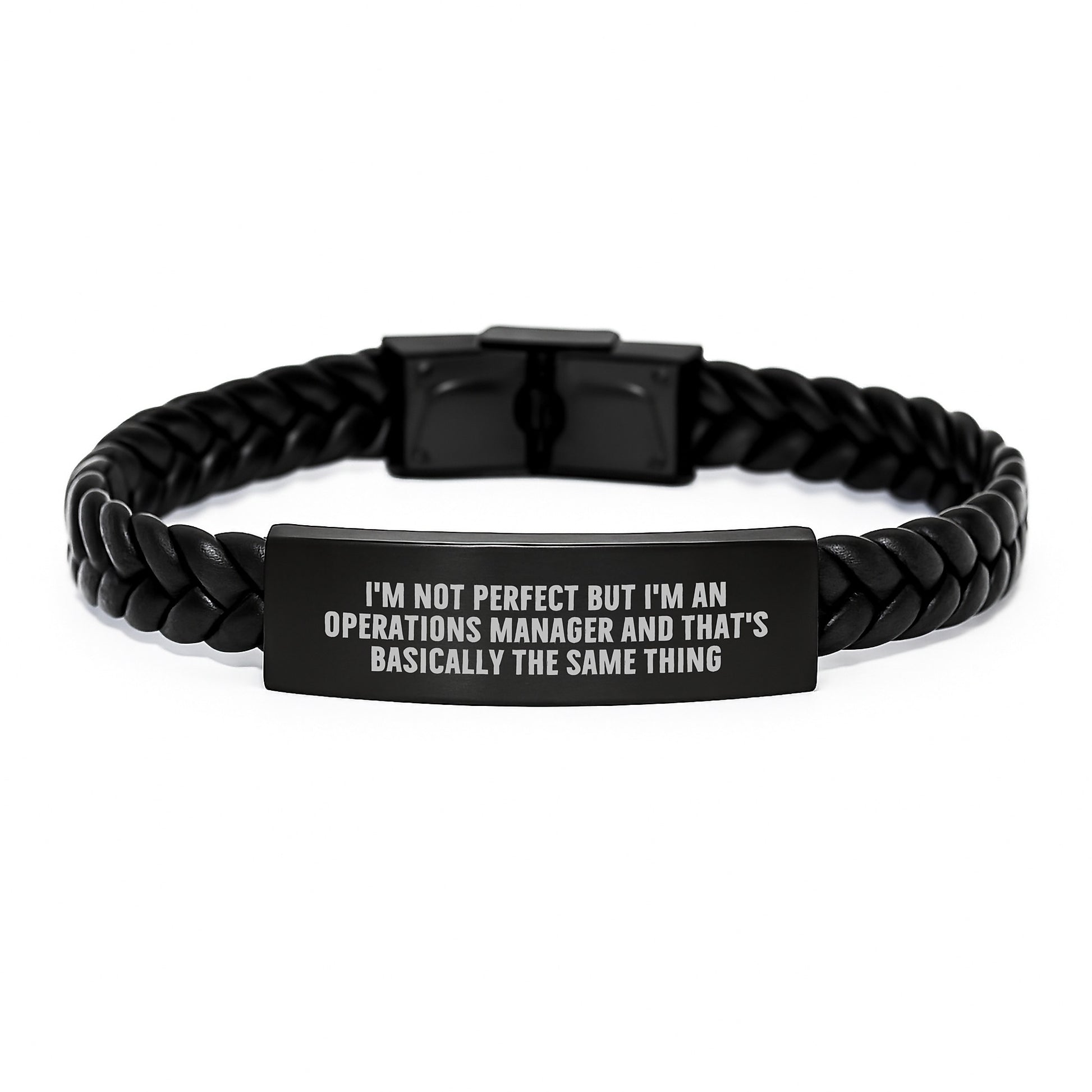 Funny Operations Manager Gifts for Him or Her, Interlaced Leather Bracelet with Stainless Steel Engraving, Birthday Unique Presents from Friends or Coworkers - Image 1