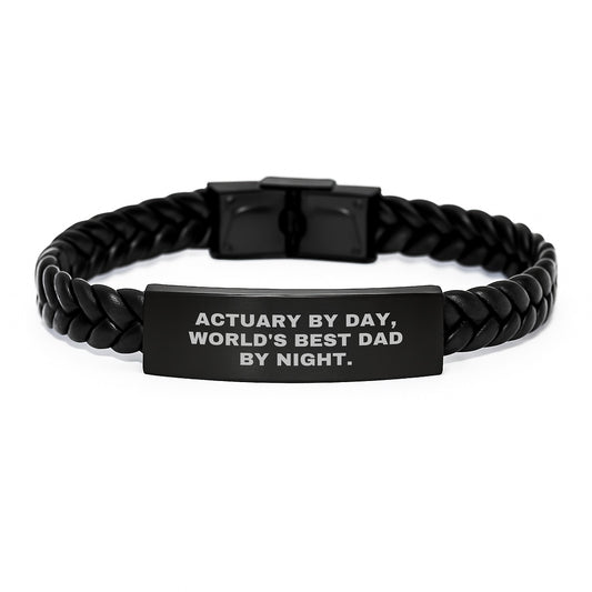 Actuary Unique Gifts from Husband to Son - Funny Interlaced Leather Bracelet, Stainless Steel with PU Leather, Perfect for Actuary Men, Christmas Unique Presents - Image 1