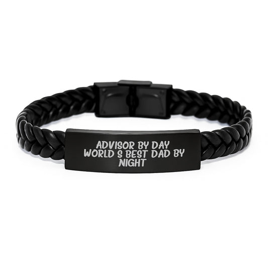 Funny Advisor Gifts for Men - Interlaced Leather Bracelet with Stainless Steel and PU Leather, Quotes for Dads, Christmas Unique Presents from Friends - Image 1