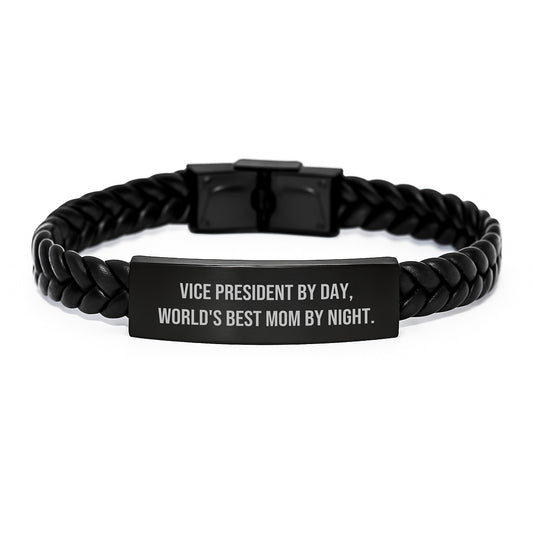 Vice President Gifts, Funny Quote Interlaced Leather Bracelet, Gifts from Mom, Gifts for Vice President, Unique Graduation Gifts - Image 1