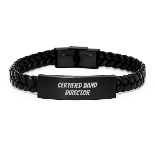 Funny Certified Band Director Gifts from Friends for Band Director Men, Unique Interlaced Leather Bracelet Christmas Unique Gifts for Men - Image 1