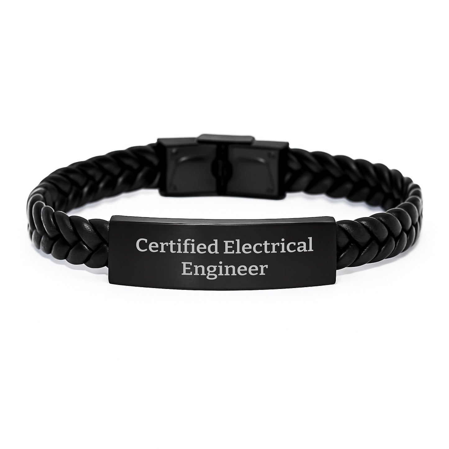 Funny Electrical Engineer Gifts from Friends - Interlaced Leather Bracelet for Men - Certified Electrical Engineer Quote - Graduation Unique Gifts - Image 1