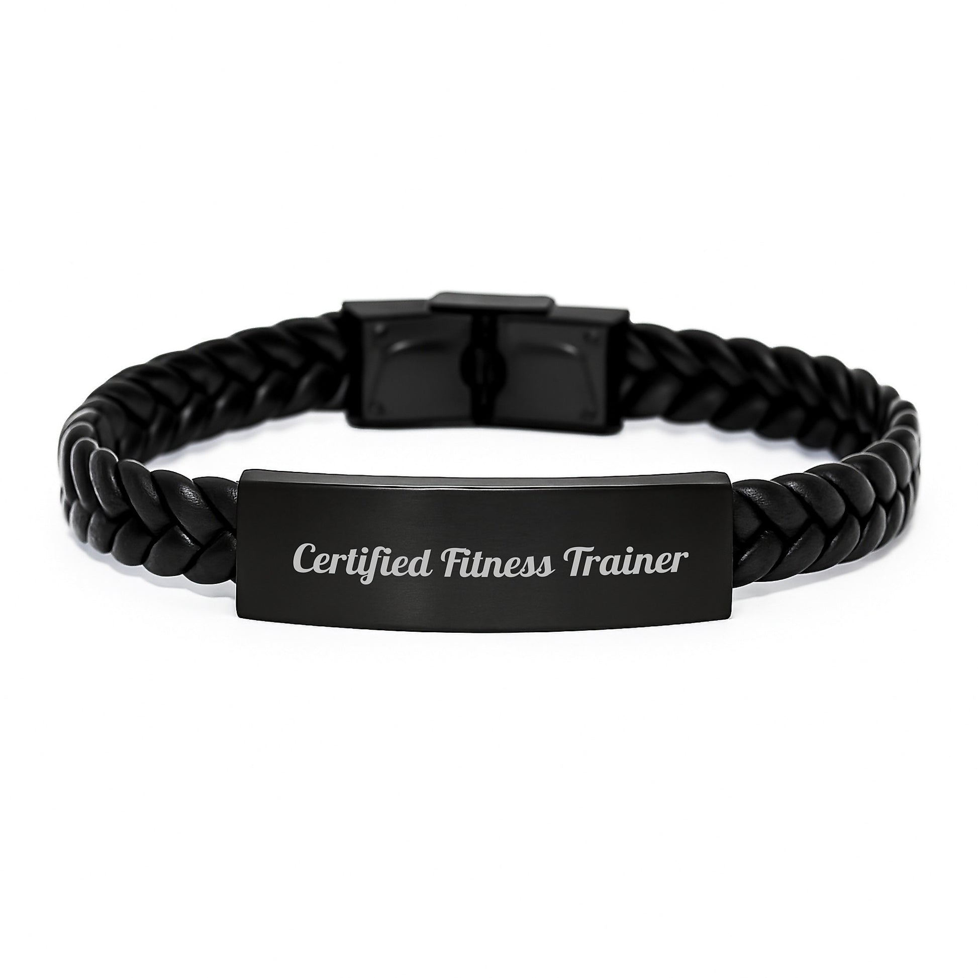 Inspirational Fitness Trainer Gifts from Friends to Fitness Trainers for Graduation - Interlaced Leather Bracelet with Stainless Steel - Image 1