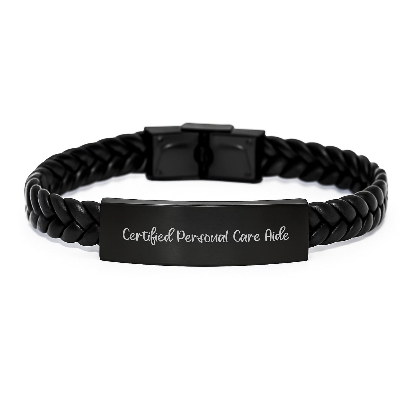 Christmas Unique Gifts for Personal Care Aide Certified - Funny Quote Interlaced Leather Bracelet for Men Women Friends Family - Image 1