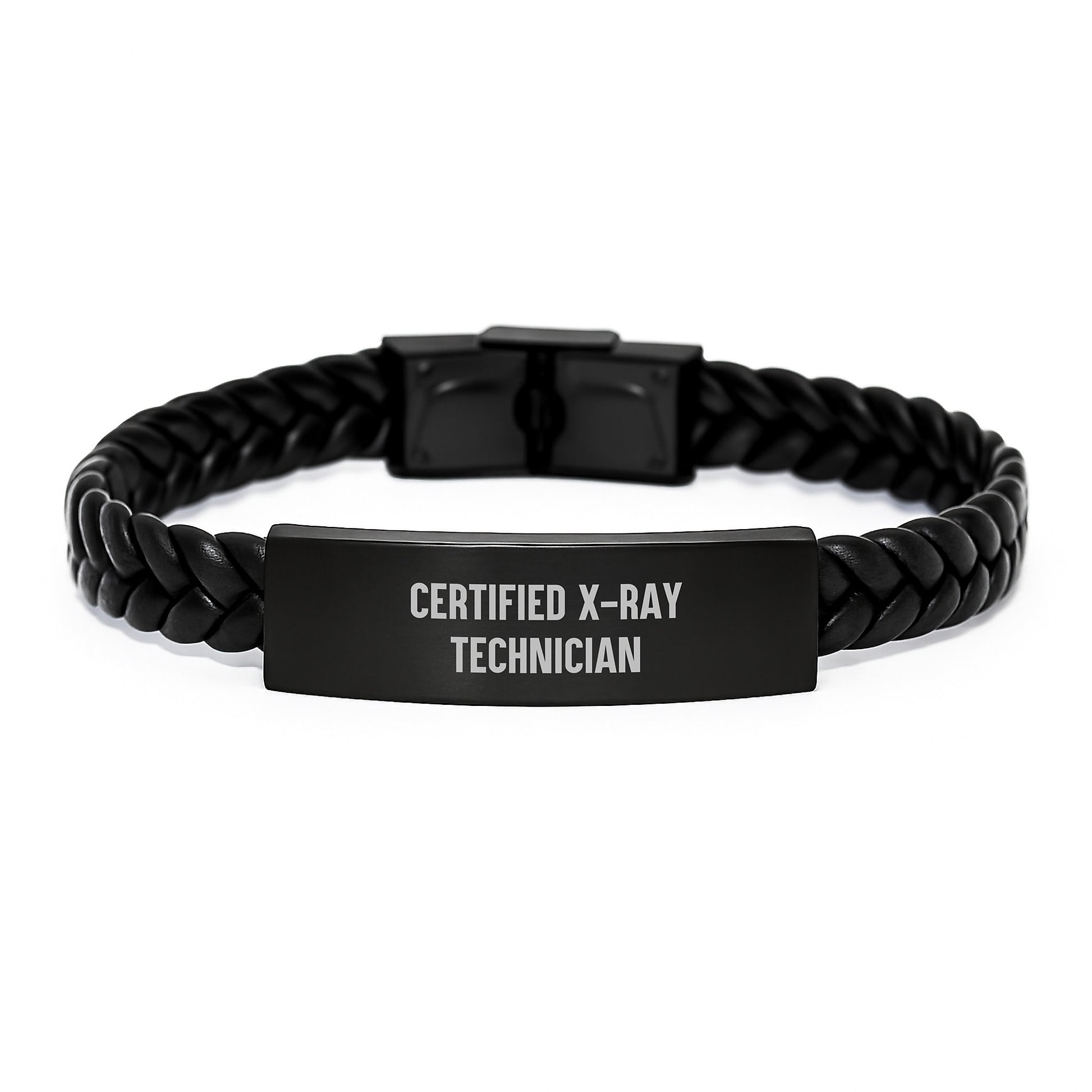 Certified X-ray Technician Funny Gift Interlaced Leather Bracelet from Friends for X-Ray Technician Birthday Unique Gifts - Image 1