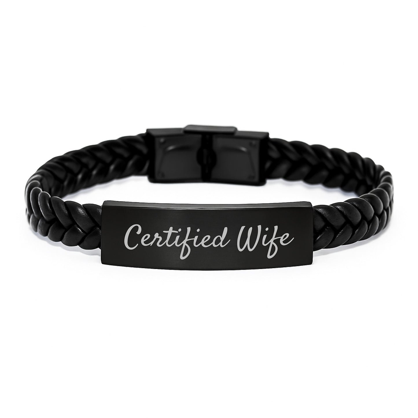 Funny Wife Gifts, Unique Interlaced Leather Bracelets Certified Wife Quote, Handmade for Men and Women on Christmas - Image 1