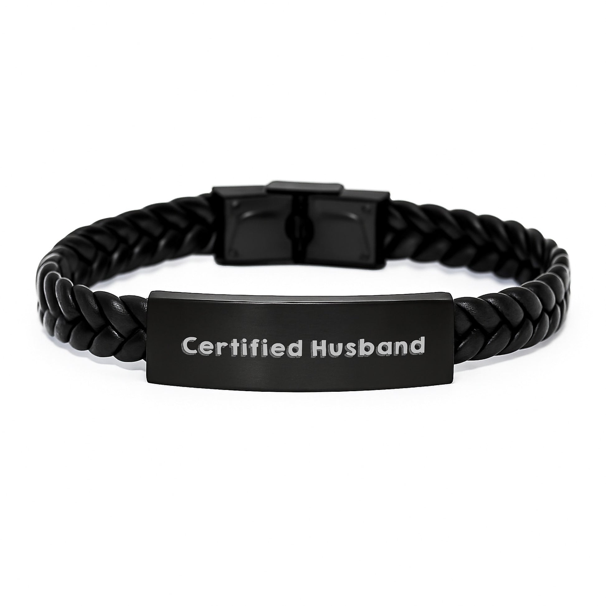 Funny Husband Gifts from Men, Certified Husband Interlaced Leather Bracelet, Christmas Unique Presents - Image 1