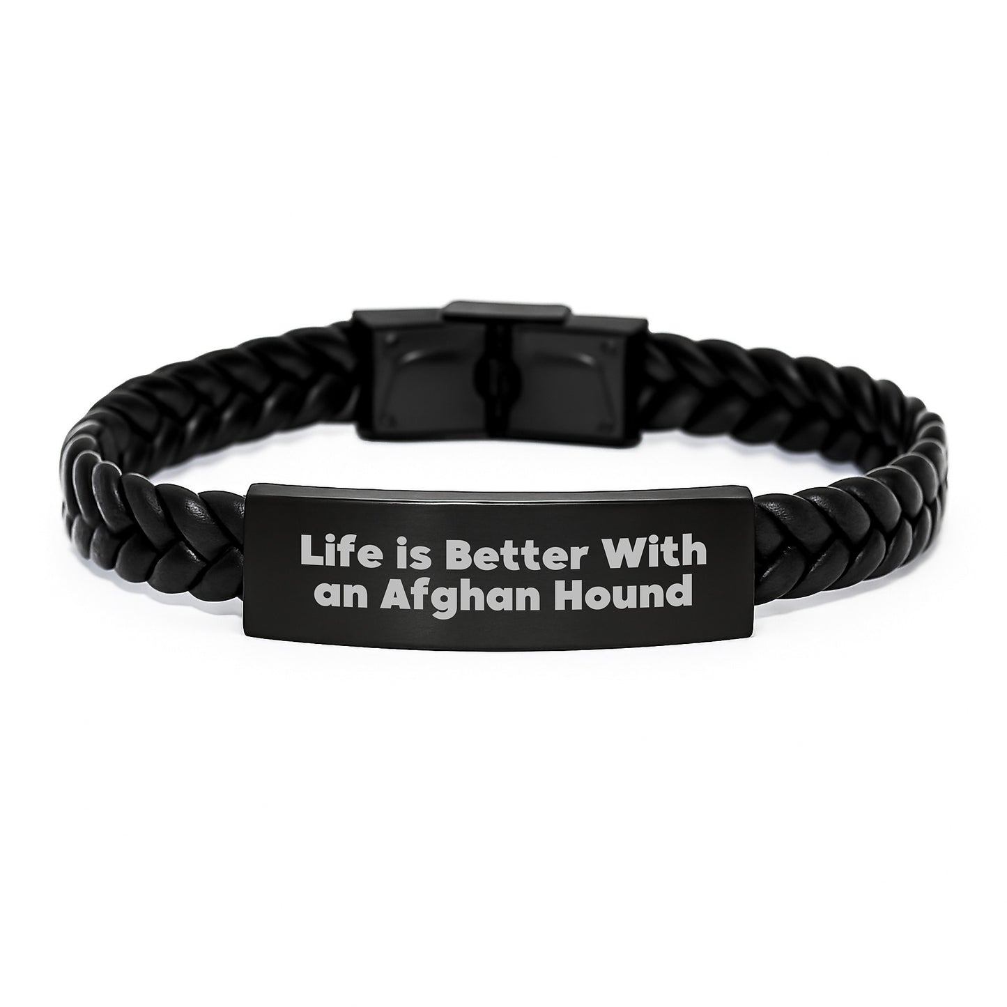 Funny Afghan Hound Dog Gifts for Men from Friends, Life Is Better With An Afghan Hound, Interlaced Leather Bracelet for Graduation Unique Gifts - Image 1
