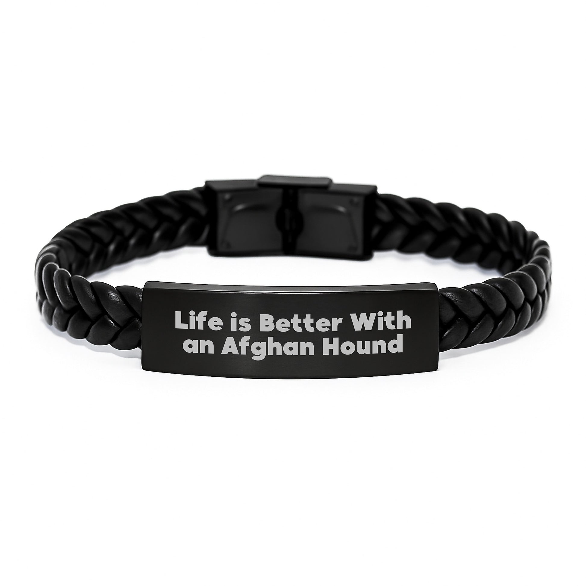 Funny Afghan Hound Dog Gifts for Men from Friends, Life Is Better With An Afghan Hound, Interlaced Leather Bracelet for Graduation Unique Gifts - Image 1