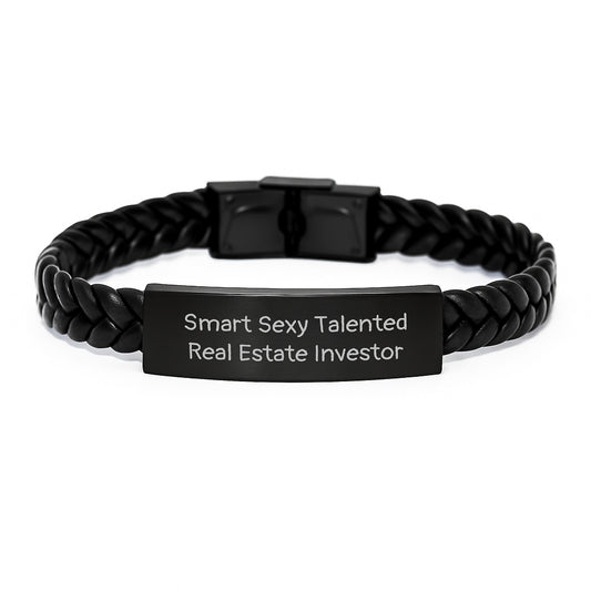 Smart Real Estate Investor Gifts, Funny Inspirational Quote, Interlaced Leather Bracelet for Men, Women, Friends, Graduation Unique Gifts from Family - Image 1
