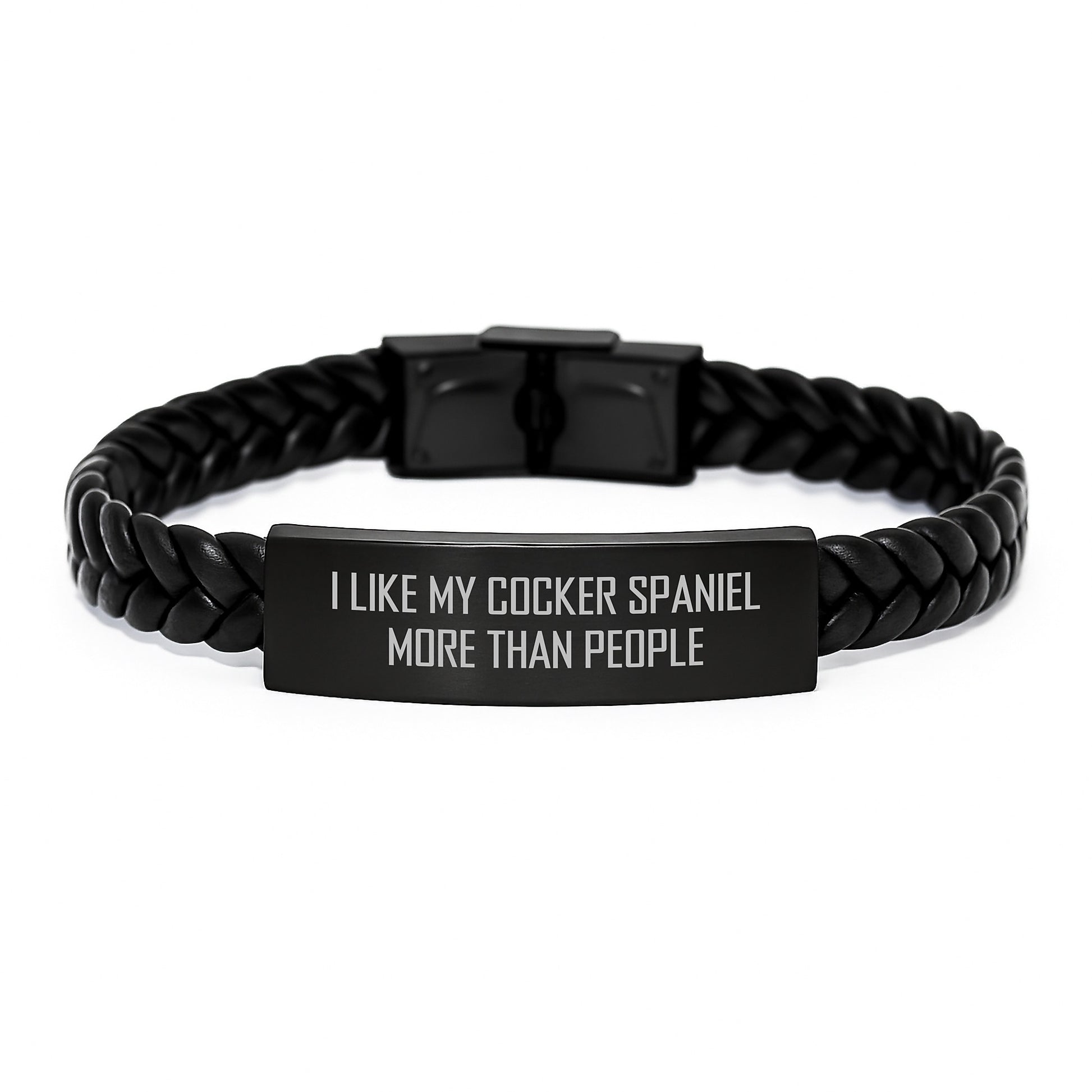Cocker Spaniel Dog Lovers Gifts, I Like My Cocker Spaniel More Than People, Interlaced Leather Bracelet, Birthday Unique Gifts from Friends, Gifts for Cocker Spaniel Dog Owners - Image 1