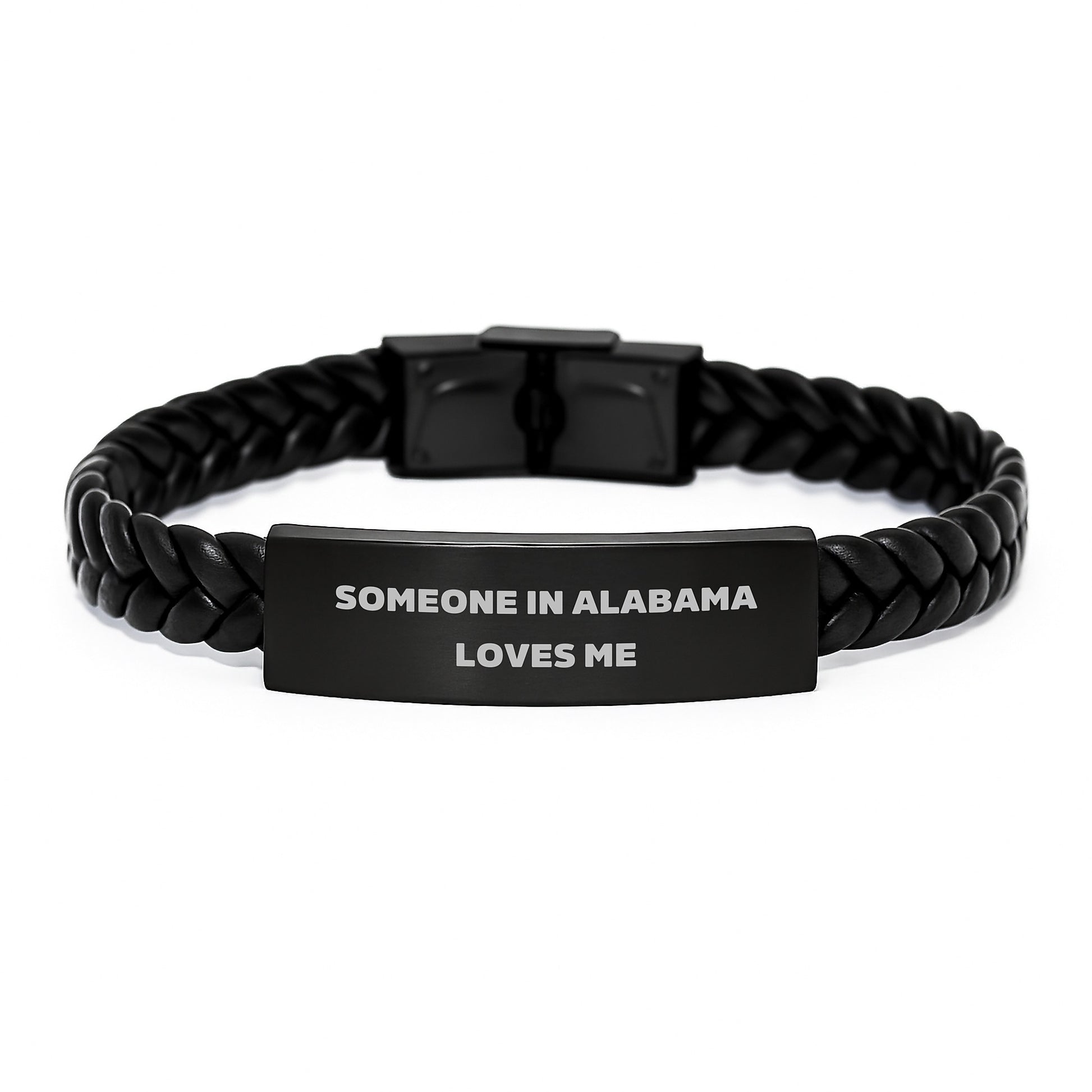 Someone in Alabama Loves Me, Alabama Gifts, Birthday Unique Interlaced Leather Bracel - Image 1