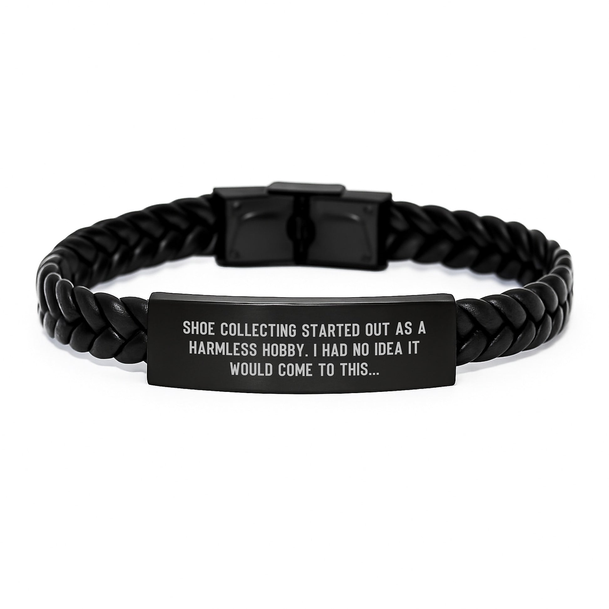 Shoe Collecting Gifts for Men Friends from Shoe Enthusiasts, Interlaced Leather Bracelet with Funny Quote, Christmas Unique Presents - Image 1