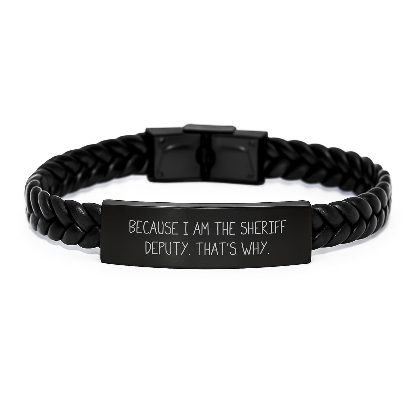 Funny Sheriff Deputy Inspired Interlaced Leather Bracelet Gifts from Men to Sheriff Deputy Friends - Image 1
