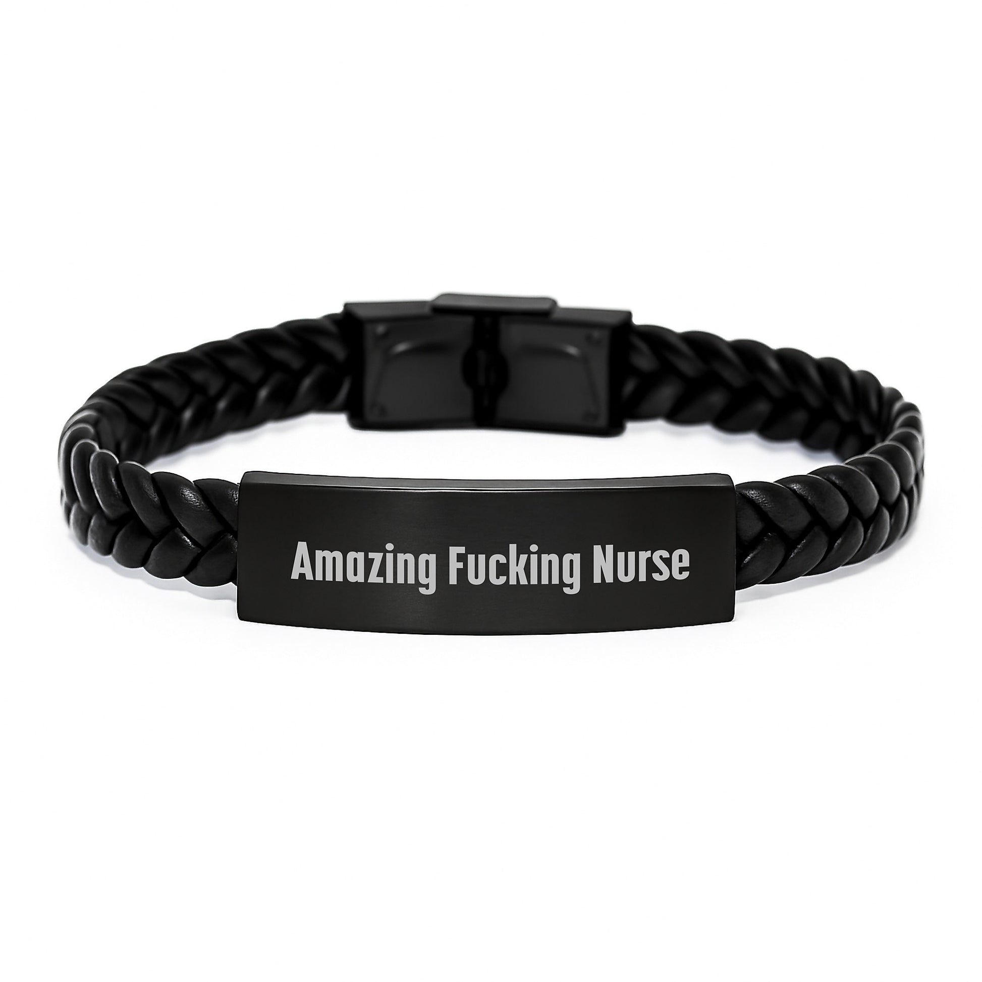 Funny Nurse Gifts from Men to Nurses, Unique Christmas Unique Gifts for Nurse, Interlaced Leather Bracelet with Funny Quote - Image 1