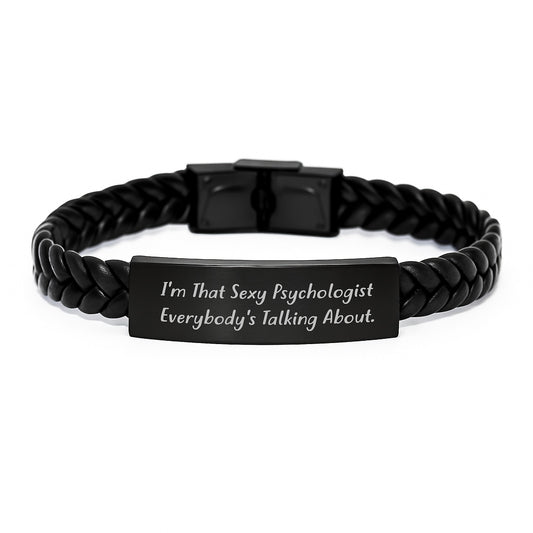 Funny Quote Interlaced Leather Bracelet Gifts from Men to Psychologist Friends - Christmas Unique Presents for Him - Image 1
