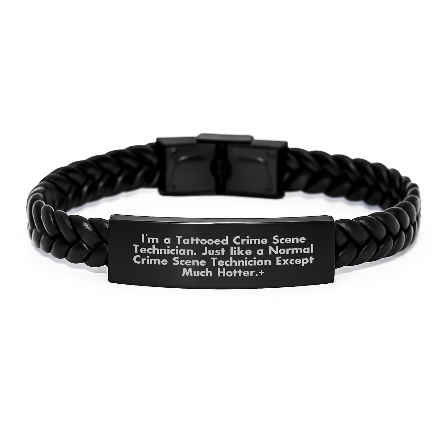 Funny Crime Scene Technician Gifts for Him - Interlaced Leather Bracelet for Men - Unique Christmas Unique Presents from Friends - Image 1