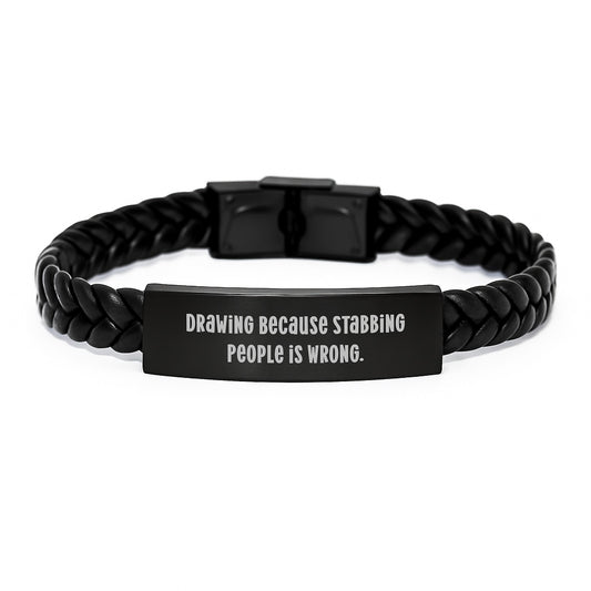Funny Drawing Interlaced Leather Bracelet Gifts from Friends to Drawing Lovers, Unique Christmas Unique Gifts for Men Women Family Coworkers - Image 1