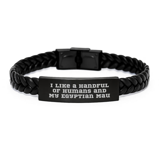 Egyptian Mau Cat Lover Gifts for Men, Funny Interlaced Leather Bracelet from Sweetheart, Christmas Unique Gifts - Image 1
