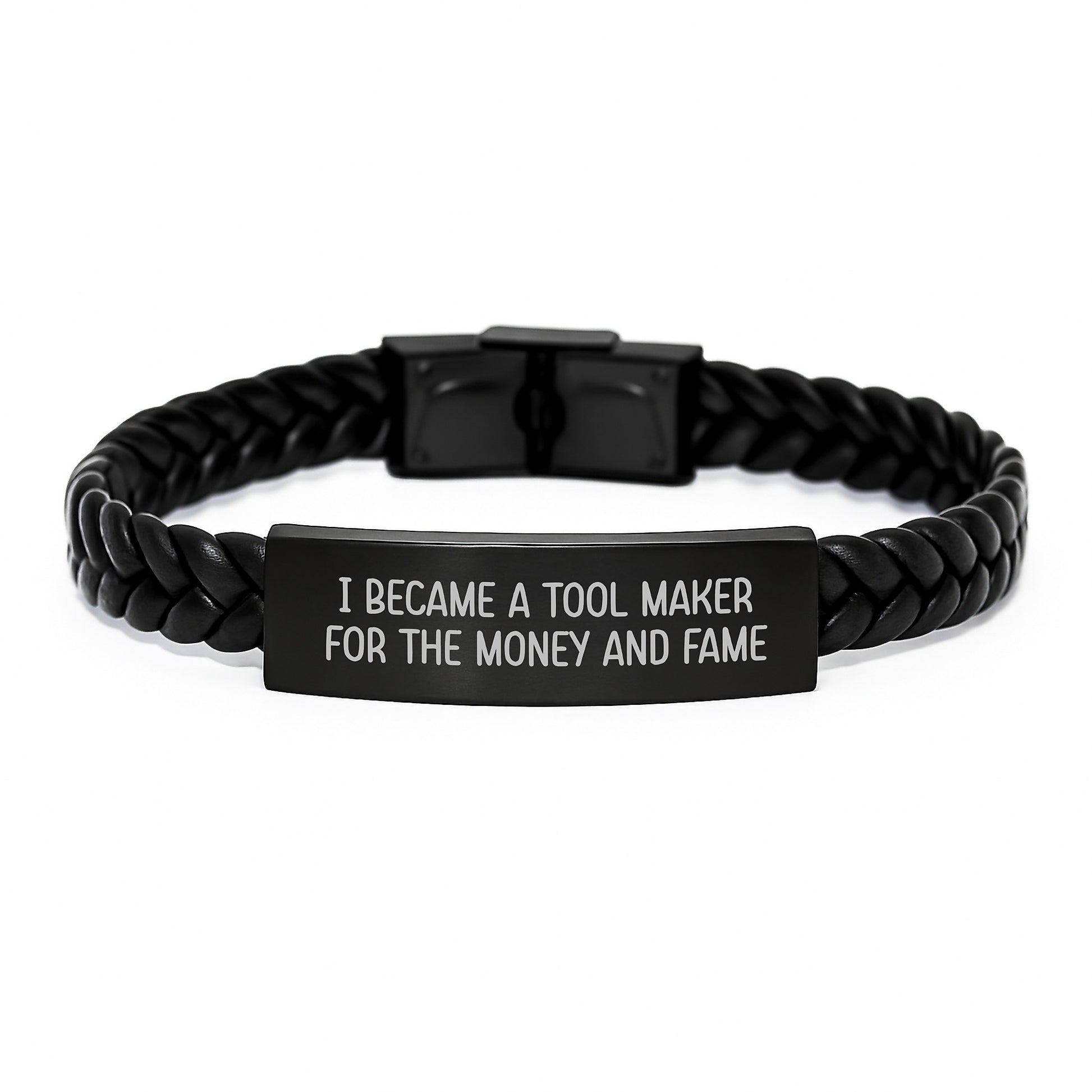 Tool Maker Inspired Interlaced Leather Bracelet, Funny Quote Gifts from Friends to Tool Maker Men for Christmas Unique Presents - Image 1