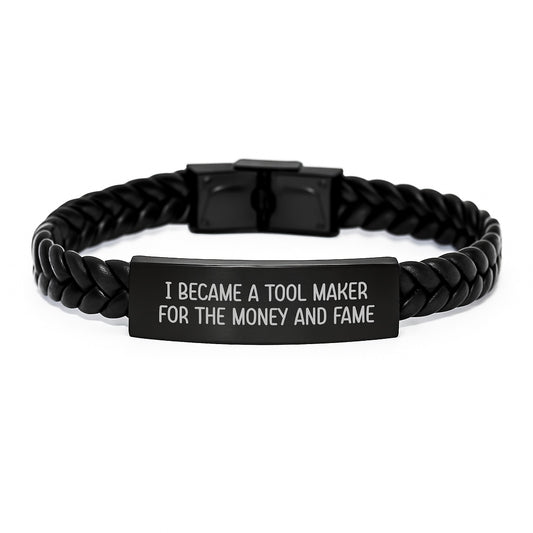 Tool Maker Inspired Interlaced Leather Bracelet, Funny Quote Gifts from Friends to Tool Maker Men for Christmas Unique Presents - Image 1