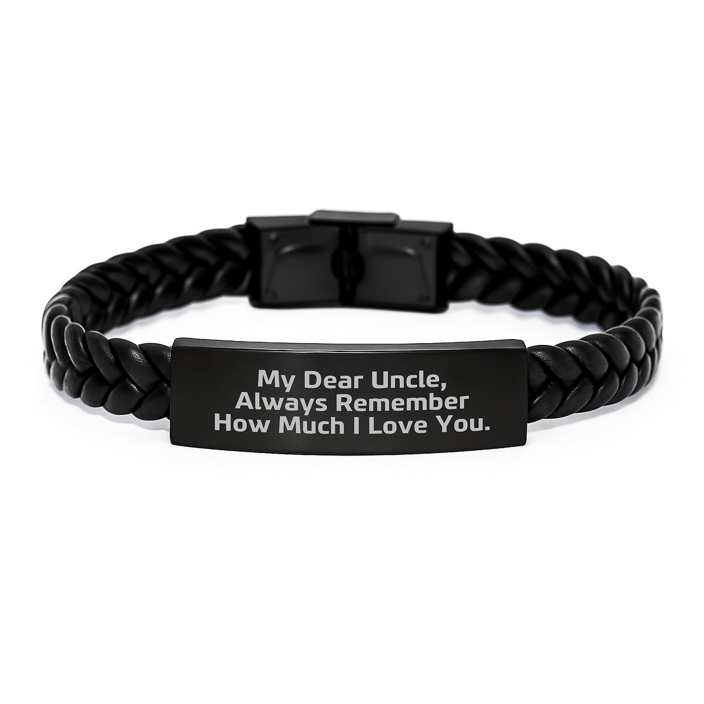Funny Uncle Gifts, Always Remember How Much I Love You. Interlaced Leather Bracelet for Graduation, Gifts from Men to Uncle, Unique Gifts for Uncle - Image 1