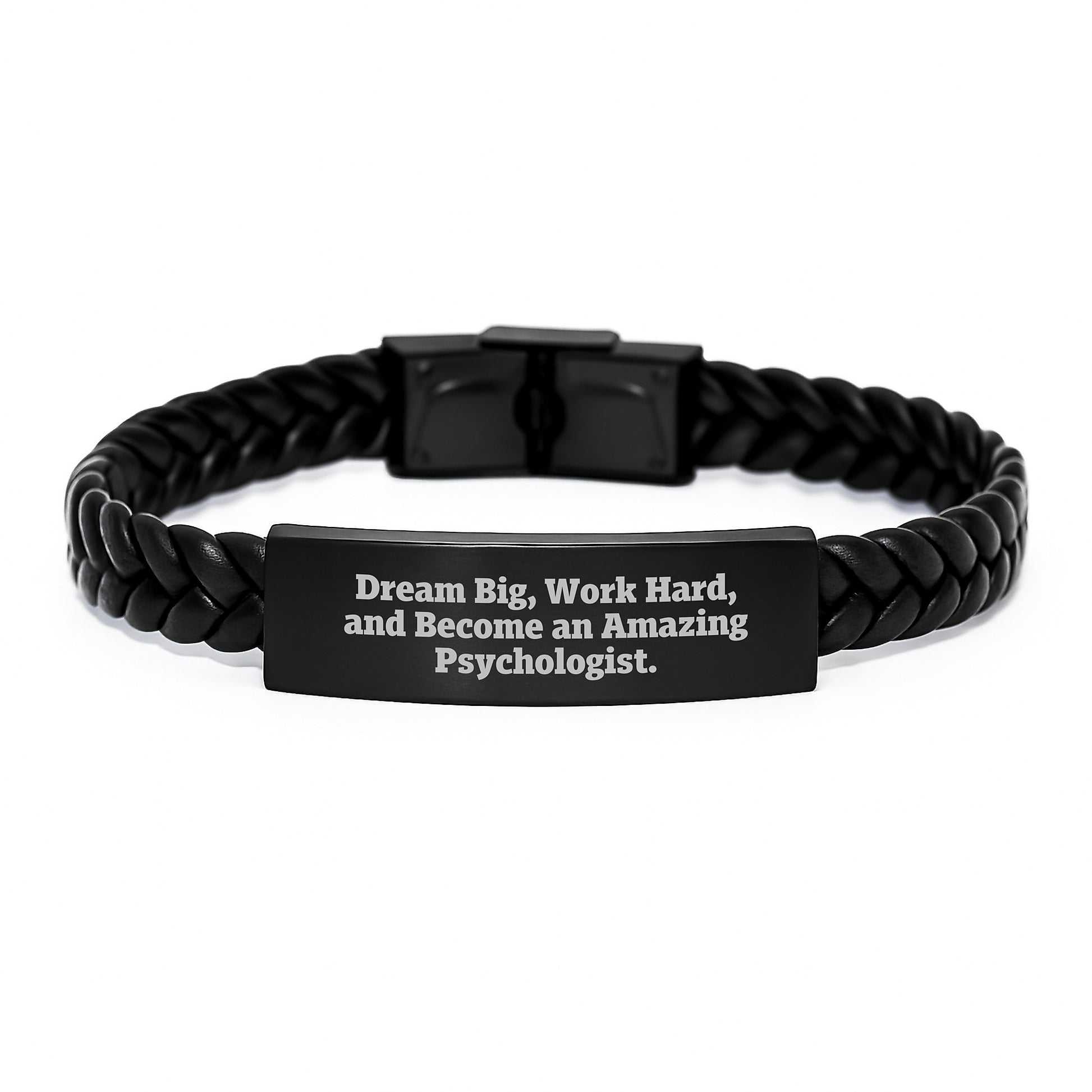 Unique Inspirational Gifts for Psychologist Men - Interlaced Leather Bracelet Gifts from Men to Psychologist Friends - Dream Big Work Hard Psychologist Christmas Unique Gifts - Image 1