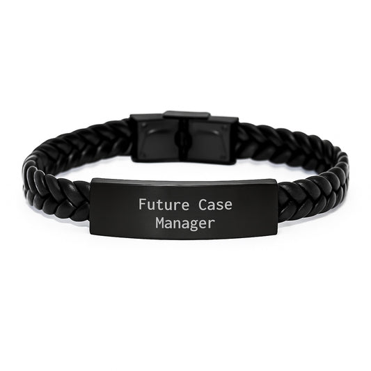 Funny Quote Gifts for Case Manager, Interlaced Leather Bracelet, Stainless Steel, PU Leather, Gifts from Friends, Christmas Unique Gifts - Image 1