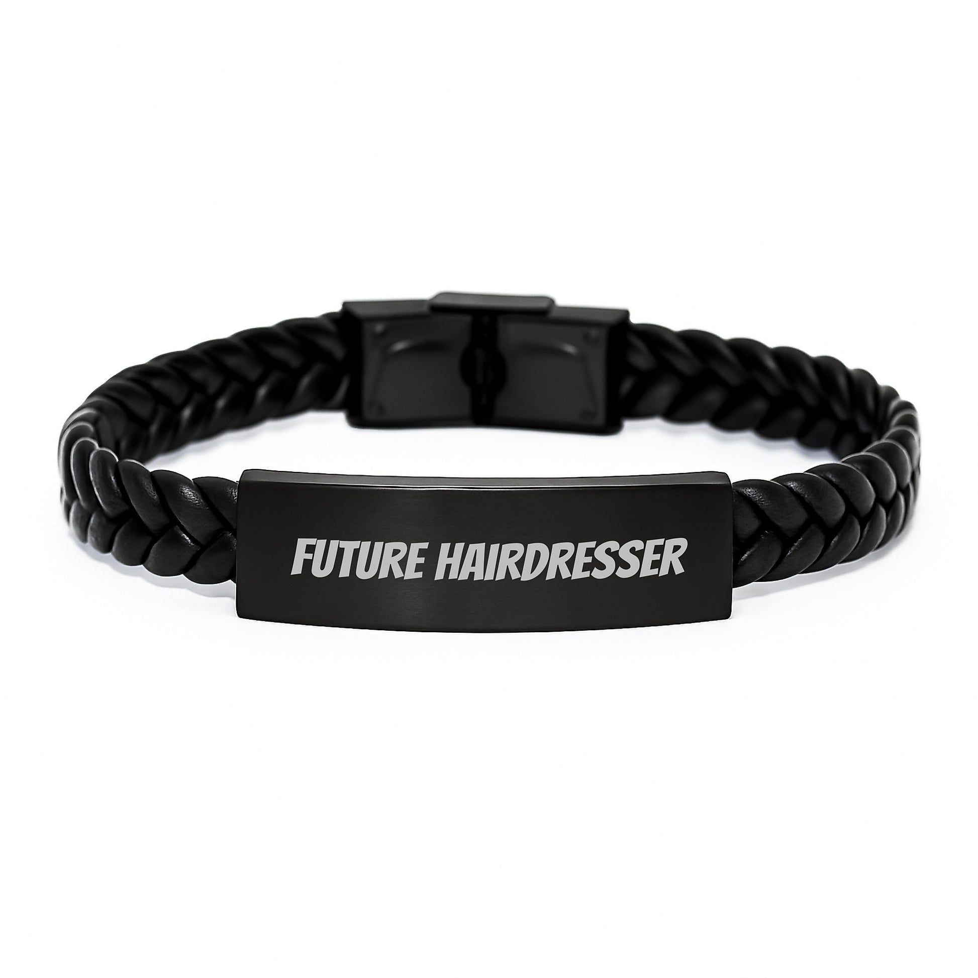 Funny Hairdresser Gifts from Friends, Inspirational Quote Interlaced Leather Bracelet for Future Hairdresser Graduation Unique Gifts - Image 1