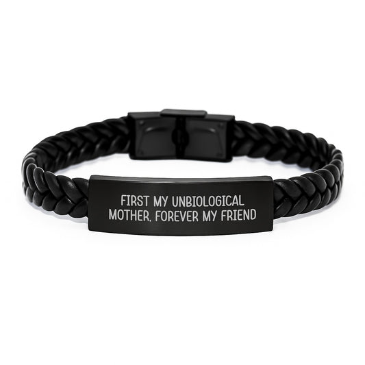 Unbiological Mother Gifts, First My Unbiological Mother, Forever My Friend, Interlaced Leather Graduation Unique Gifts from Friends, Gifts for Unbiological Mother - Image 1