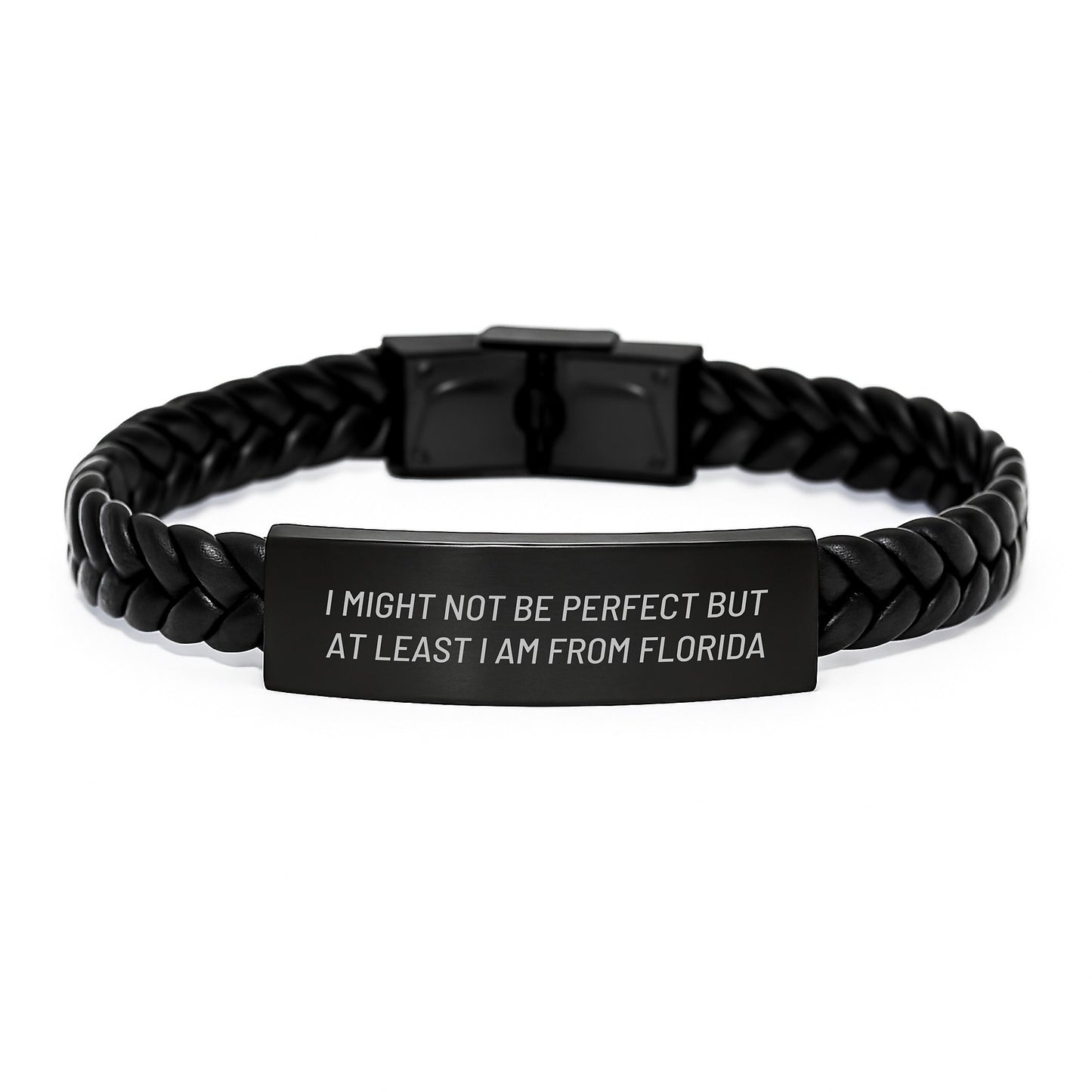 Funny Florida Gifts for Men from Florida, Unique Interlaced Leather Bracelet with 'I Might Not Be Perfect' Quote, Christmas Unique Gifts for Him - Image 1