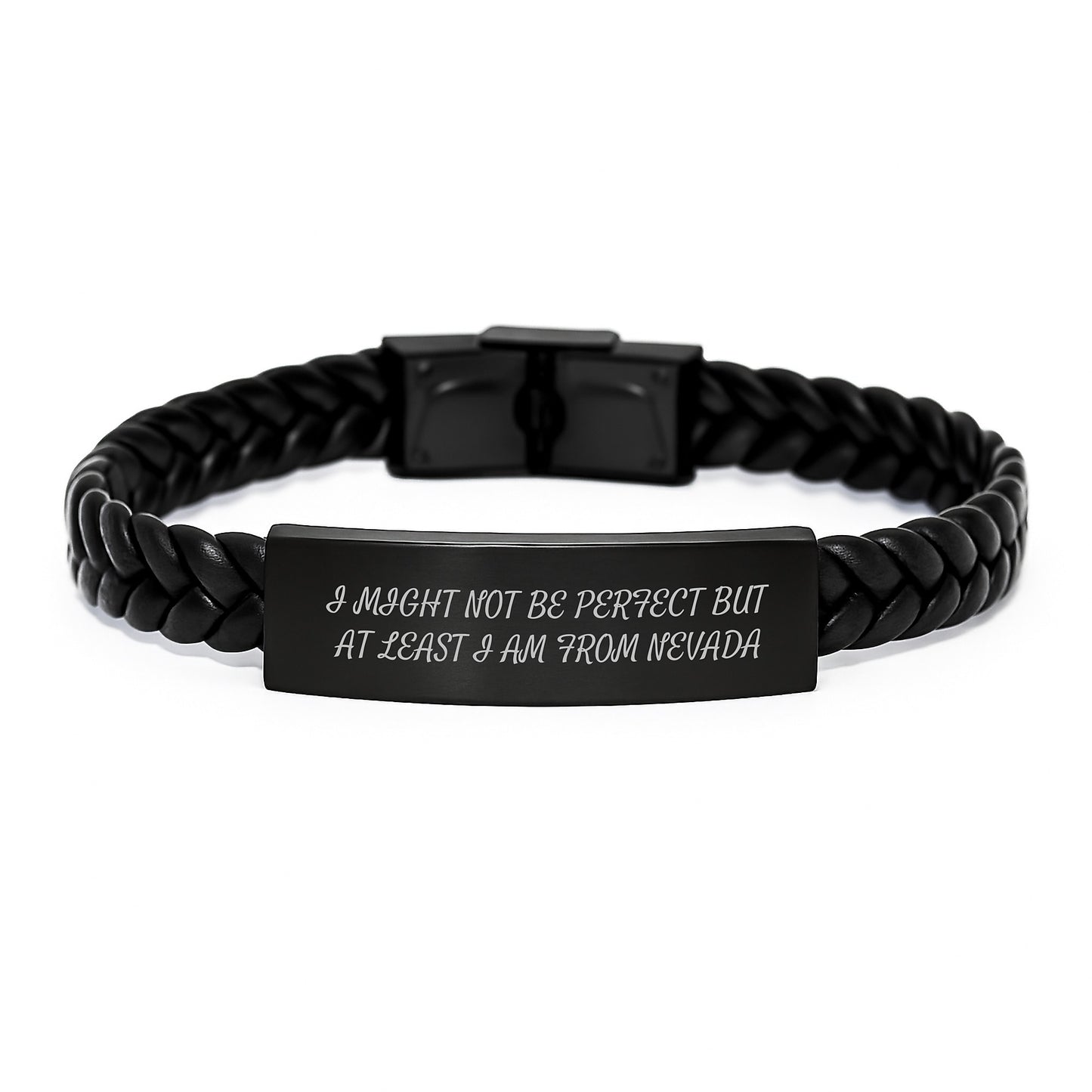 Nevada Interlaced Leather Bracelet Funny Quote Gift for Friends from Nevada - Image 1
