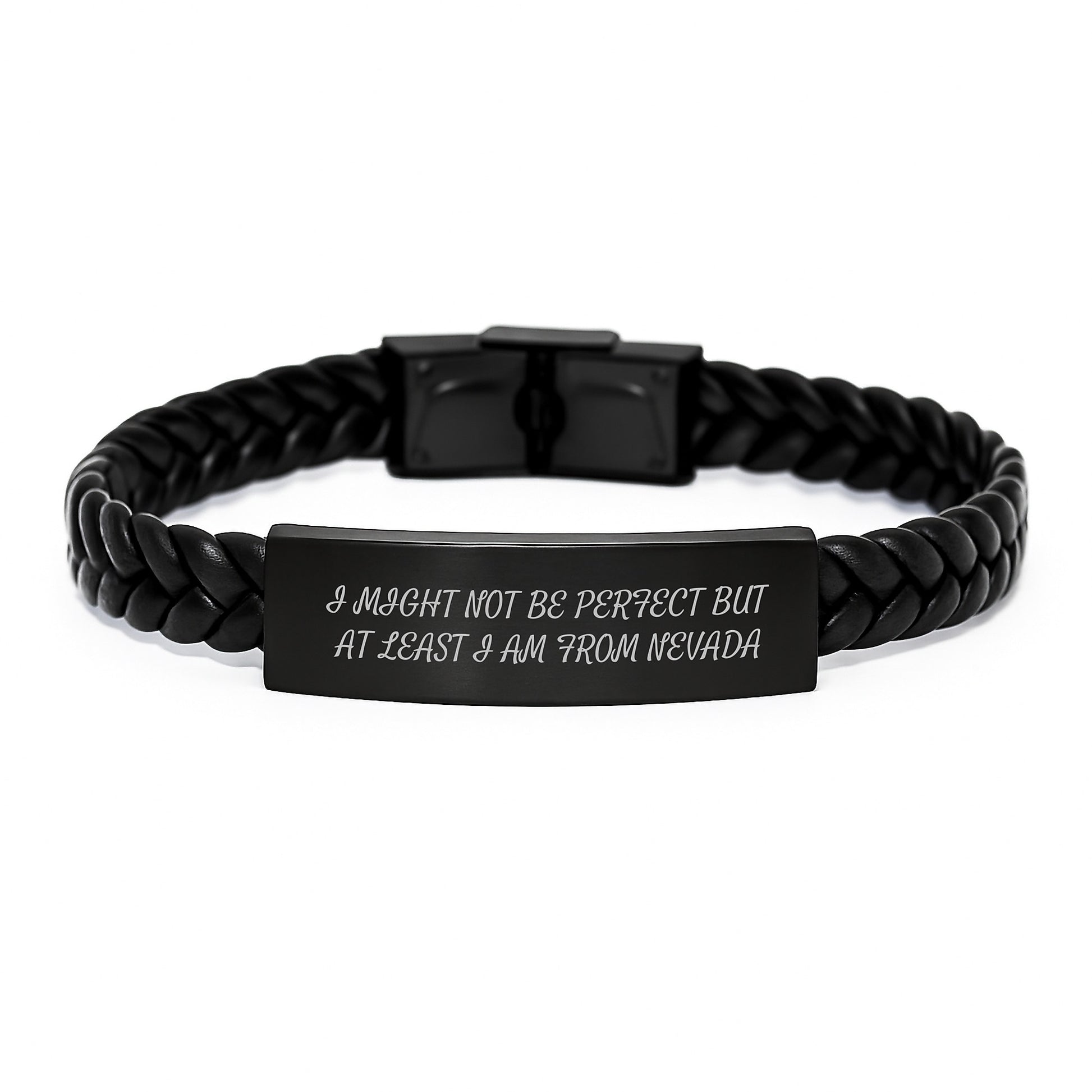 Nevada Interlaced Leather Bracelet Funny Quote Gift for Friends from Nevada - Image 1