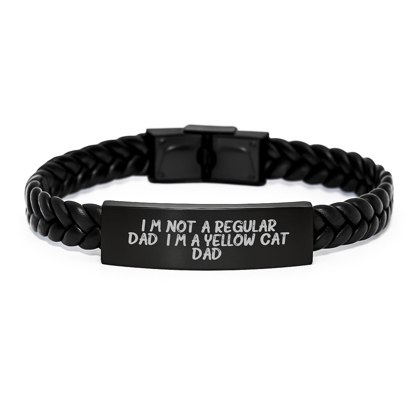 Funny Yellow Cat Dad Interlaced Leather Bracelet Gifts from Men to Friends Birthday Unique Presents - Image 1