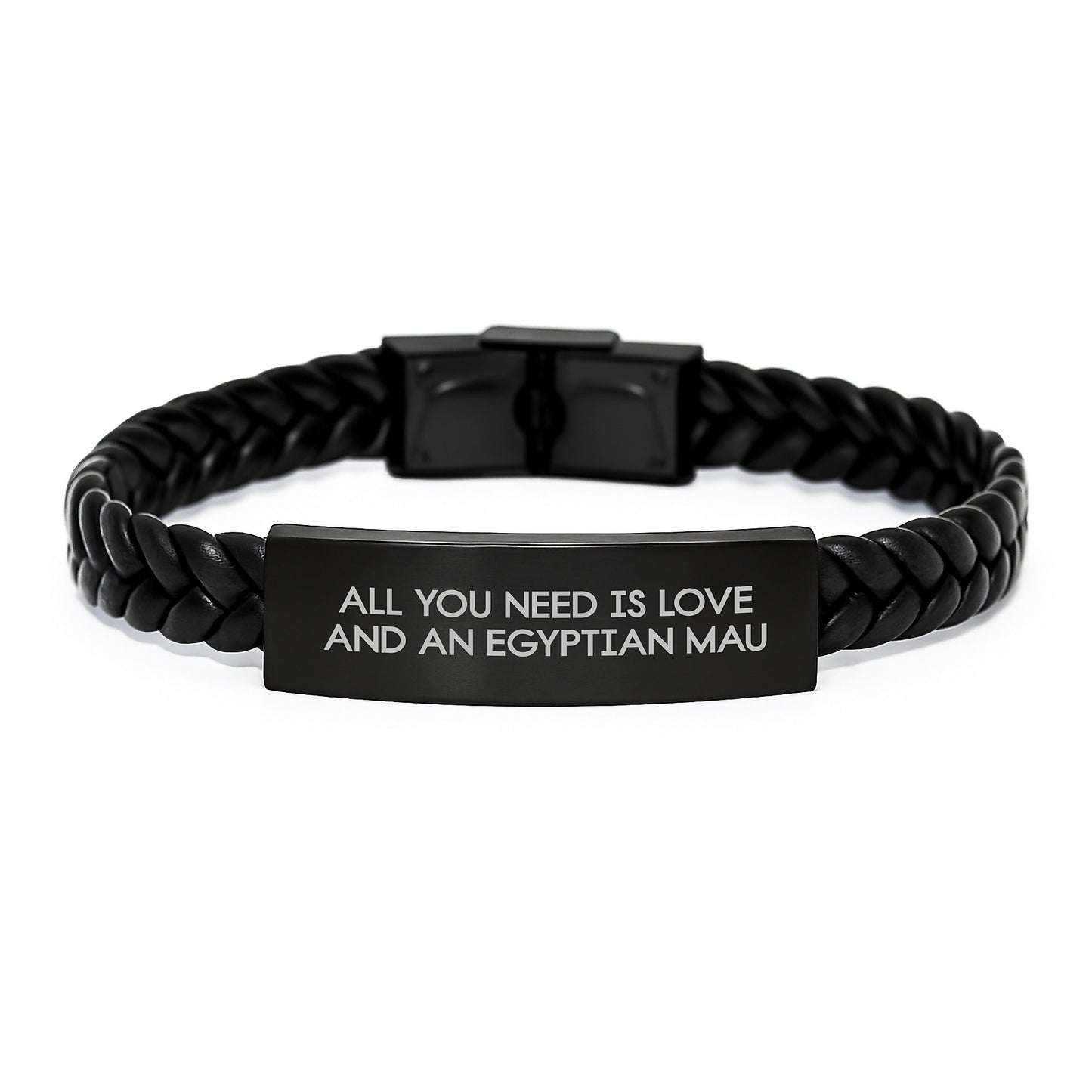 Funny Egyptian Mau Cat Gifts, All You Need Is Love And An Egyptian Mau Interlaced Leather Bracelet for Men Women Friends Coworkers Family, Christmas Unique Gifts from Loved Ones - Image 1