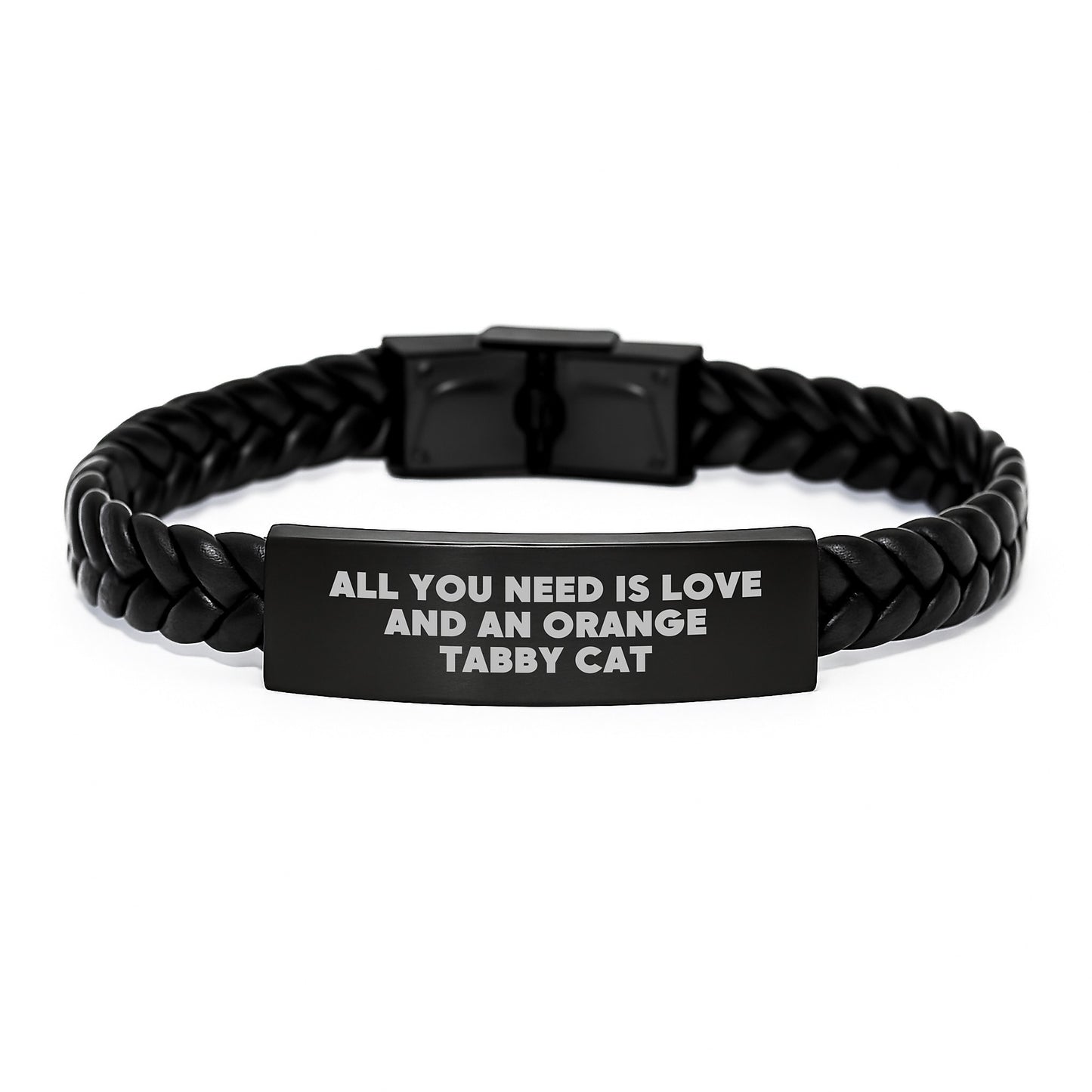 Unique Gifts for Orange Tabby Cat Lovers, Funny Orange Tabby Cat Quote, Interlaced Leather Bracelet, Christmas Unique Gifts from Friends for Men Women - Image 1