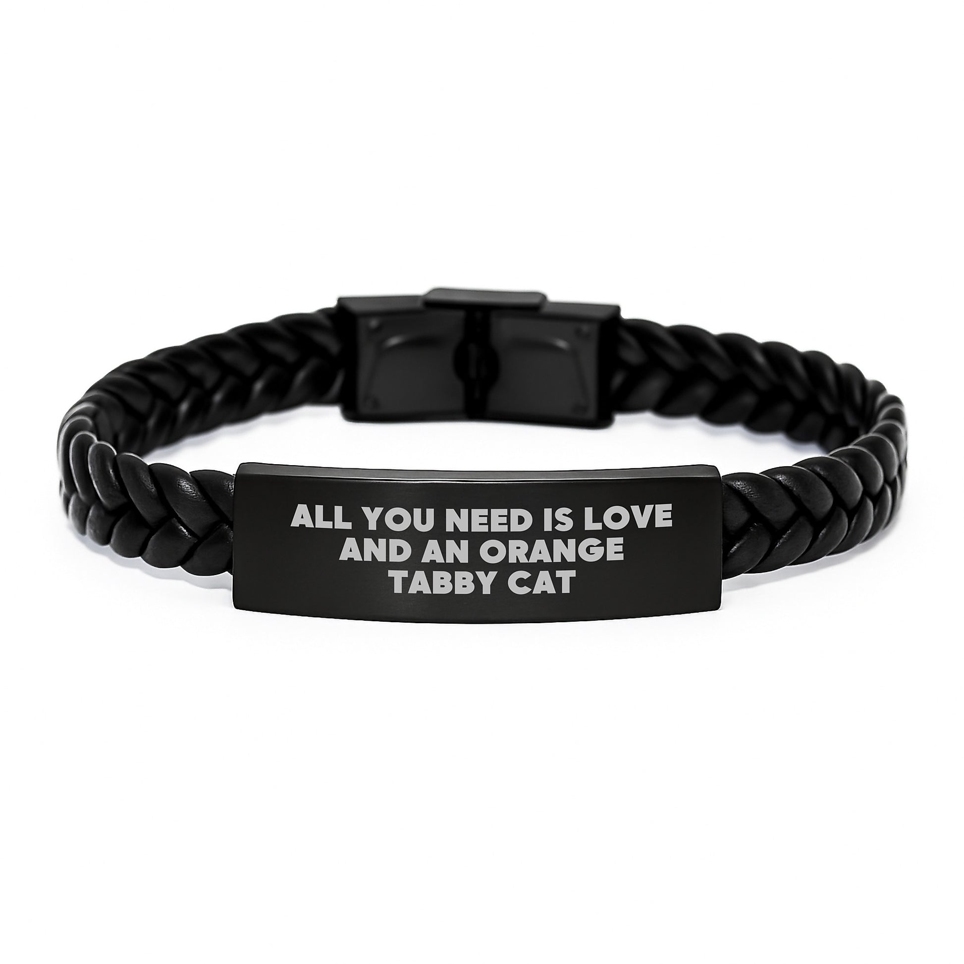 Unique Gifts for Orange Tabby Cat Lovers, Funny Orange Tabby Cat Quote, Interlaced Leather Bracelet, Christmas Unique Gifts from Friends for Men Women - Image 1