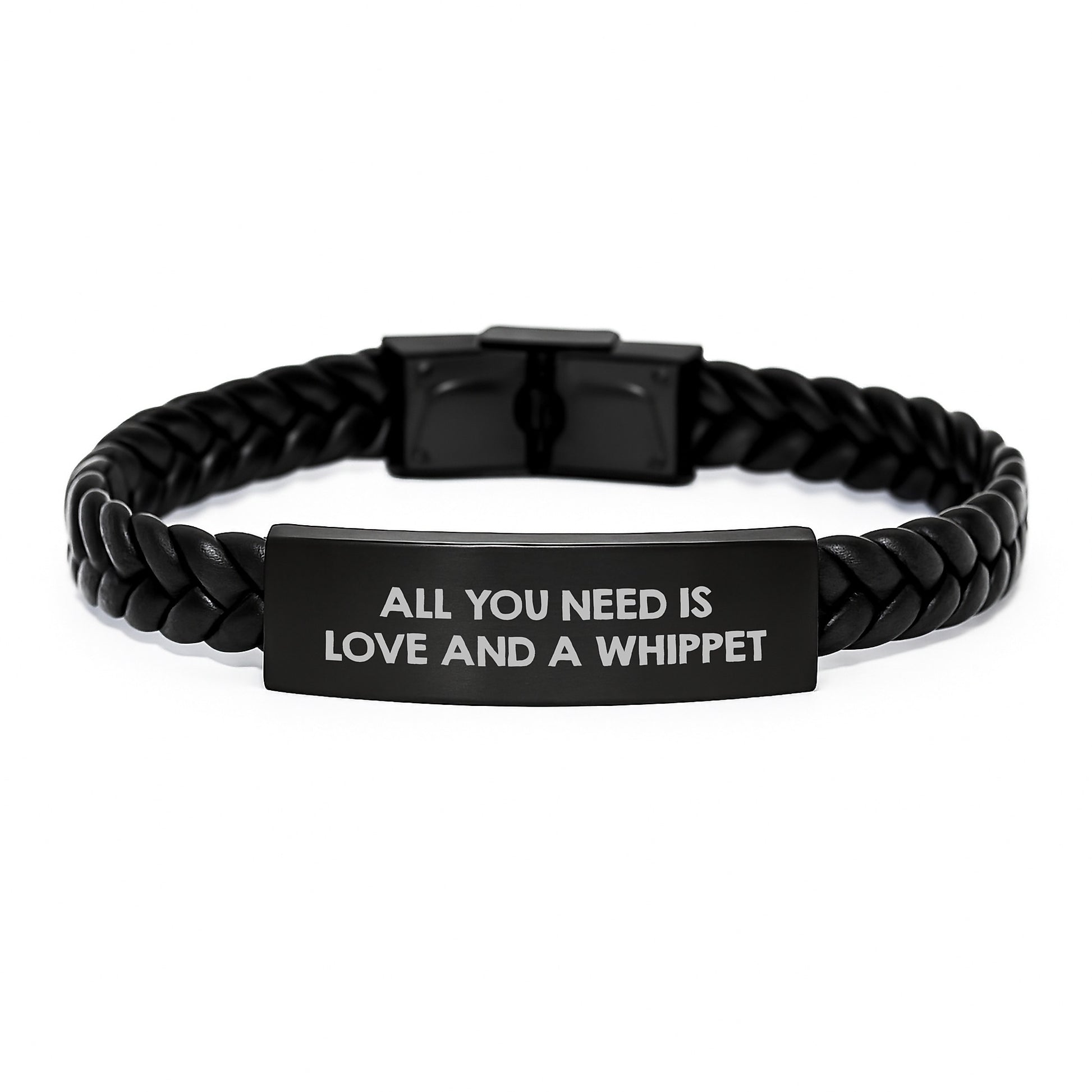 Whippet Dog Lover's Interlaced Leather Bracelet, Gifts from Men for Whippet Dog, All You Need Is Love And A Whippet, Graduation Unique Gifts for Whippet Dog - Image 1