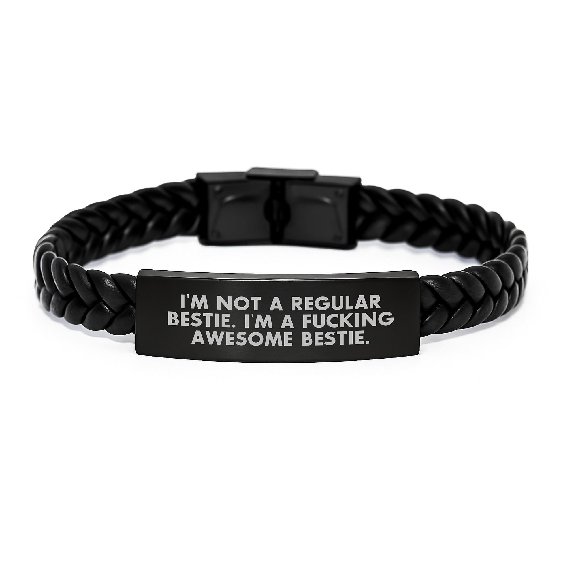 Funny Bestie Gifts from Men to Bestie, Interlaced Leather Bracelet Christmas Unique Gifts for Bestie Friends - Image 1