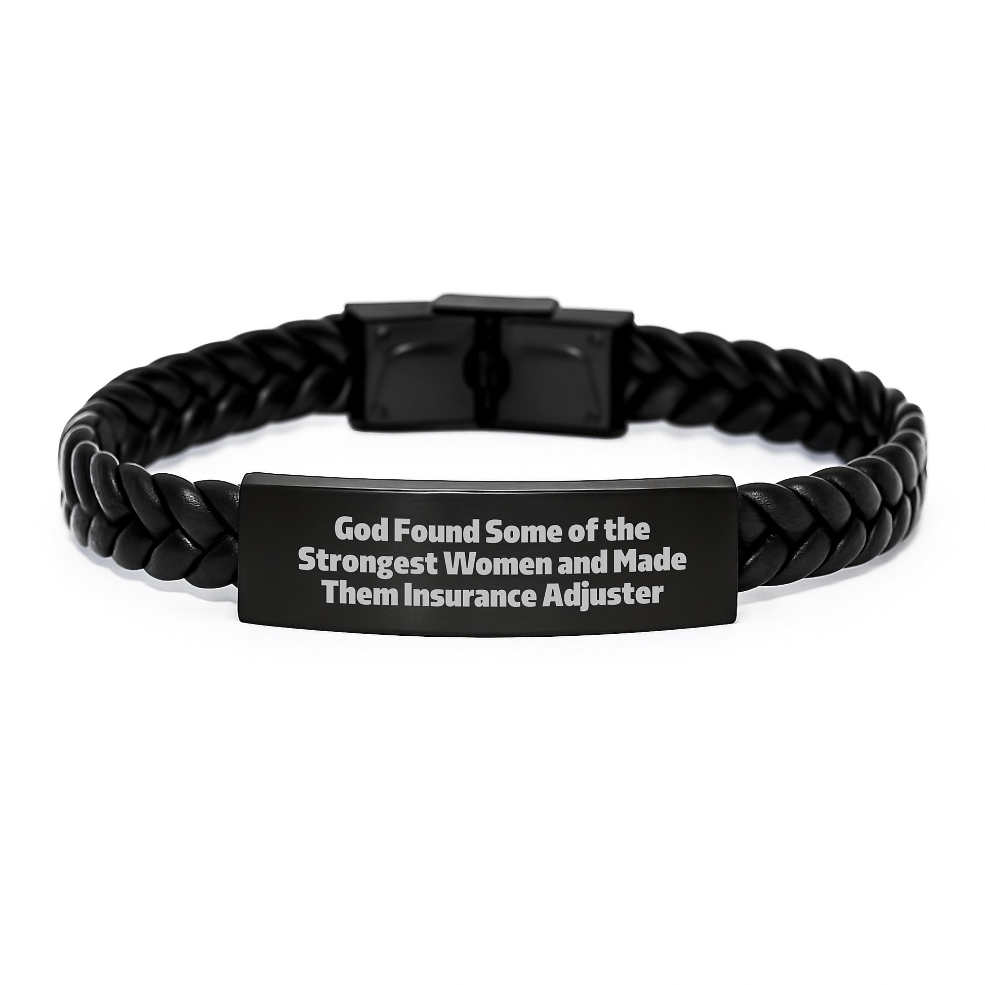 Insurance Adjuster Gifts from Friends, Unique Inspirational Quotes, Interlaced Leather Wrap for Men - 7.87 inches Stainless Steel and PU Leather Graduation - Image 1